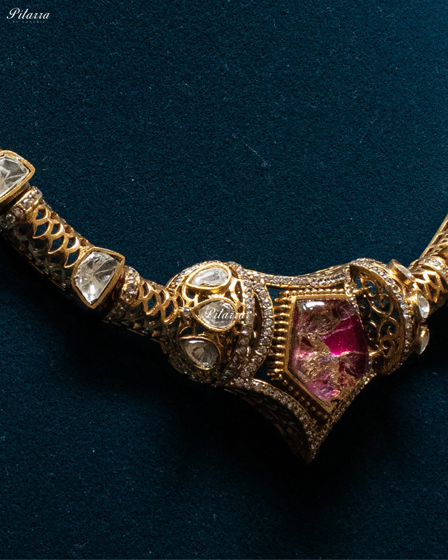 Amethyst Stone Halsi Polki Kundan Necklace Set