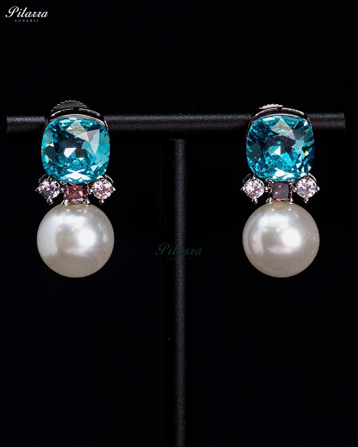 Aqua Pearl Radiance Crystal Earrings