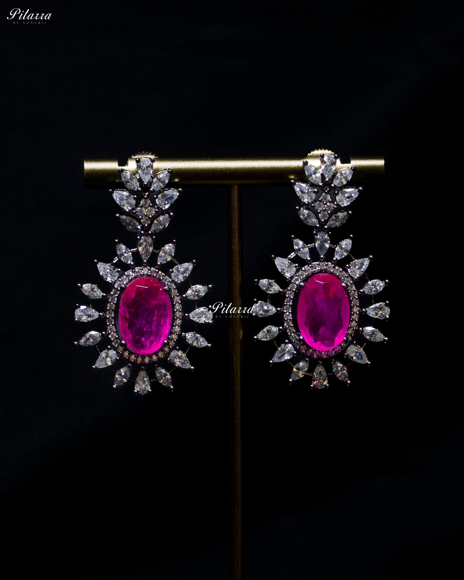 Pink Color Stones Dazzling Cubic Zirconia Necklace Set
