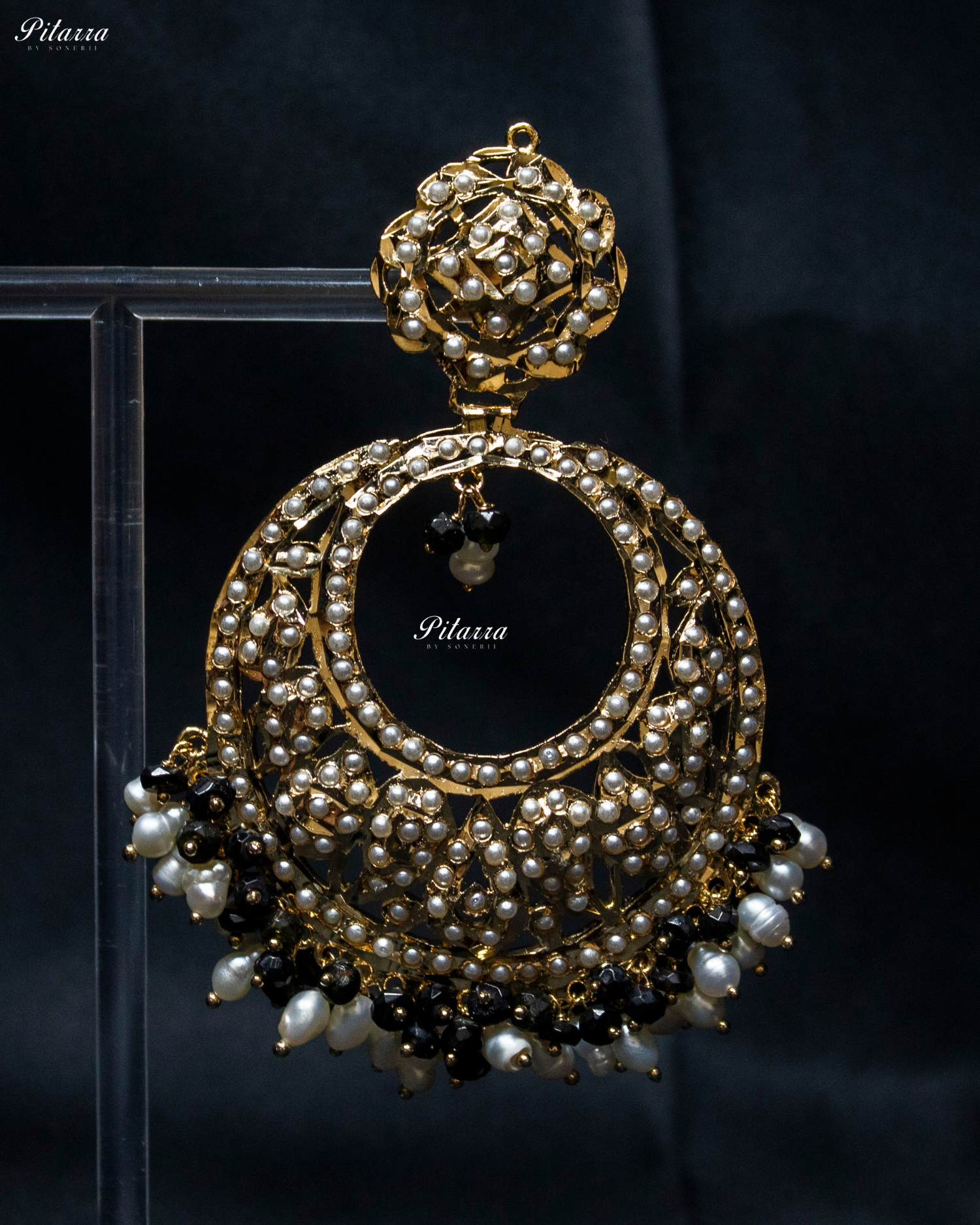 Fine Gold Plated White Chandbali Earrings