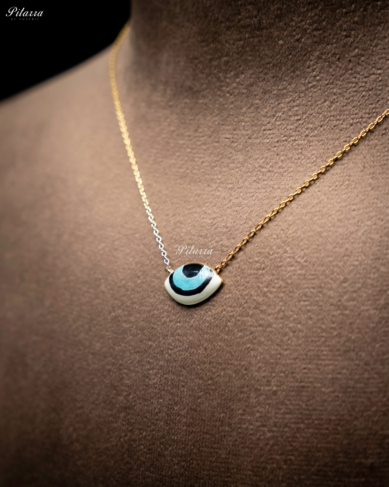Blue Evil Eye Gold Chain 92.5 Silver Necklace Set