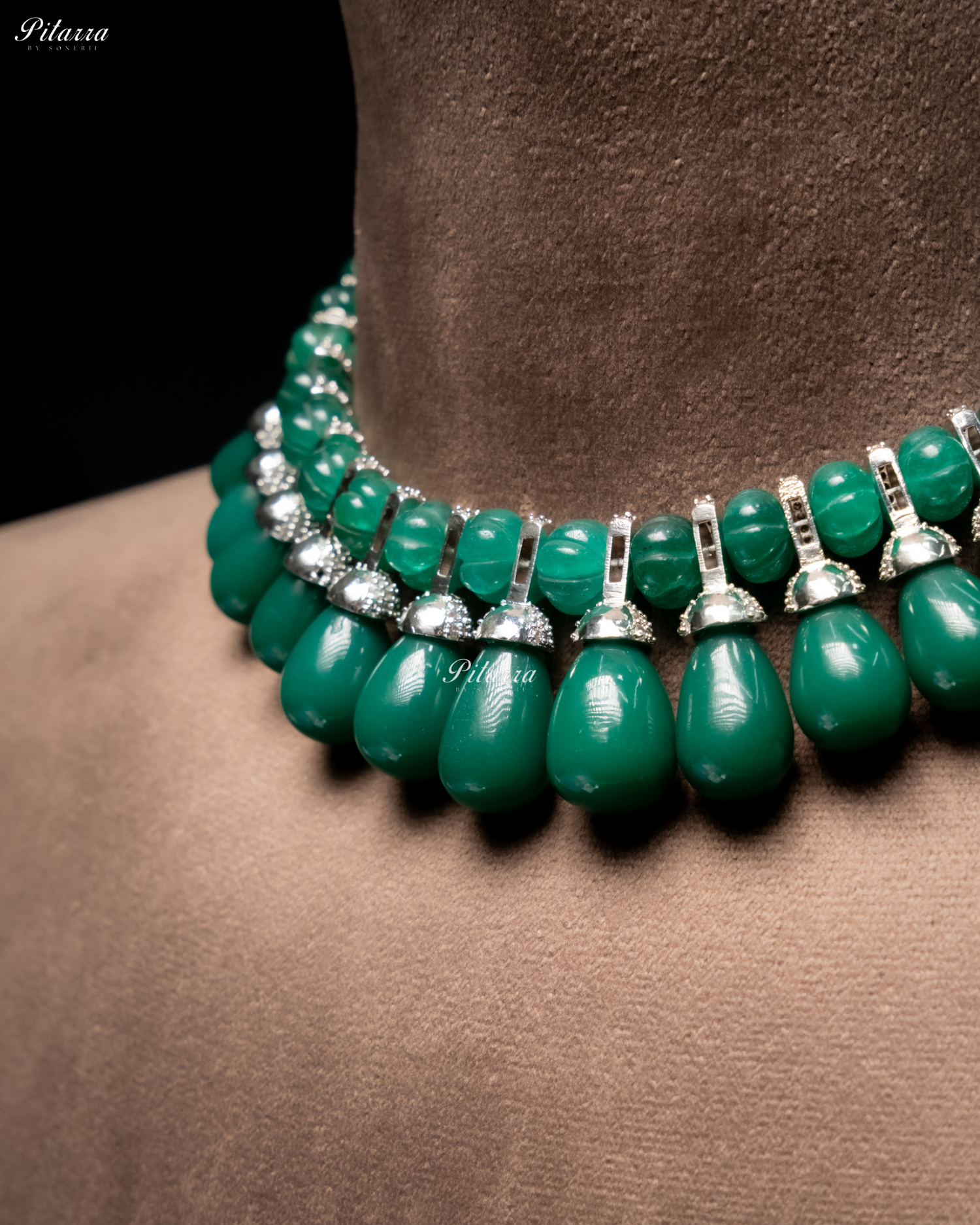 Emerald Green Stone Statement Necklace Set