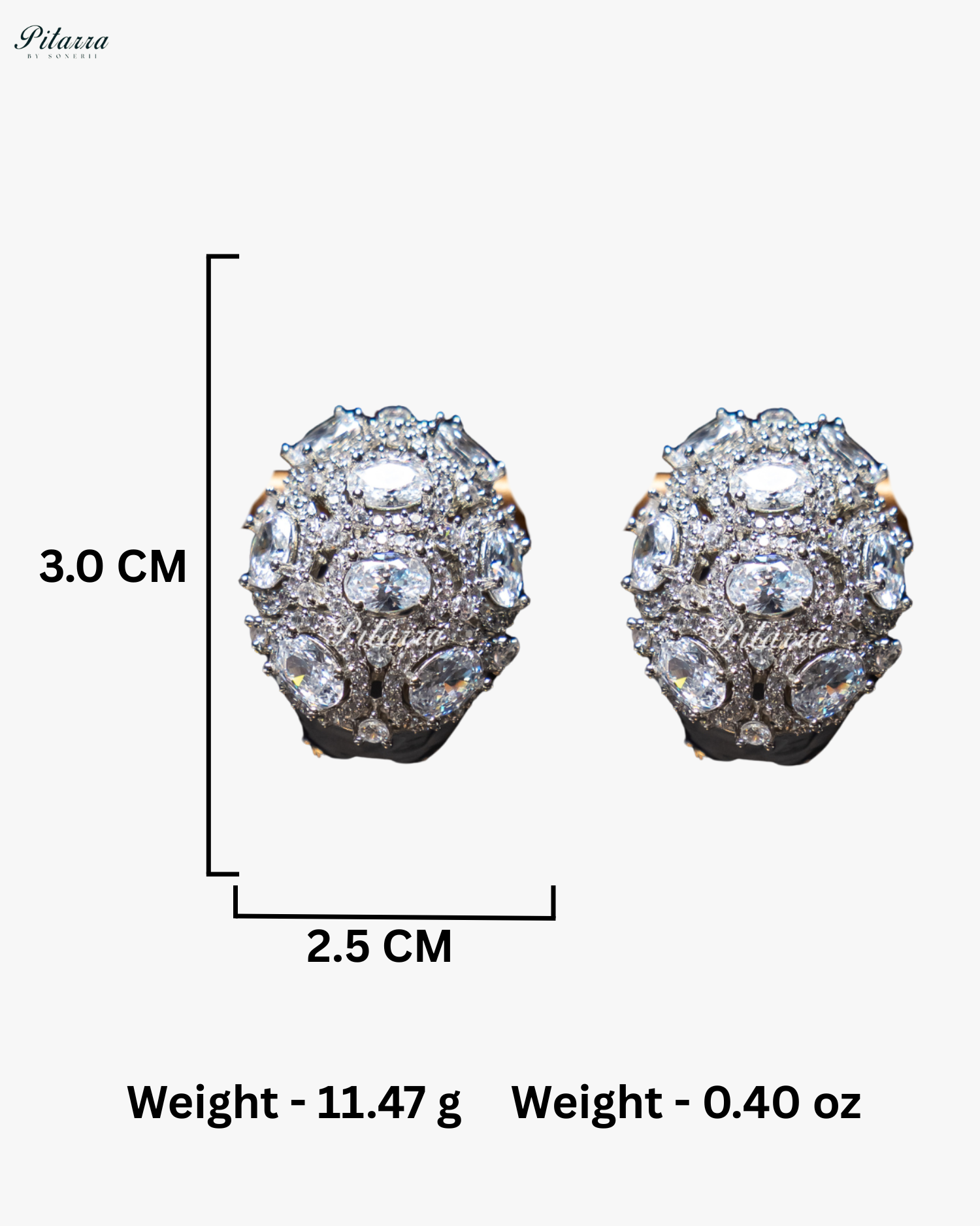 White Stone Golden Crystal Stud Earrings