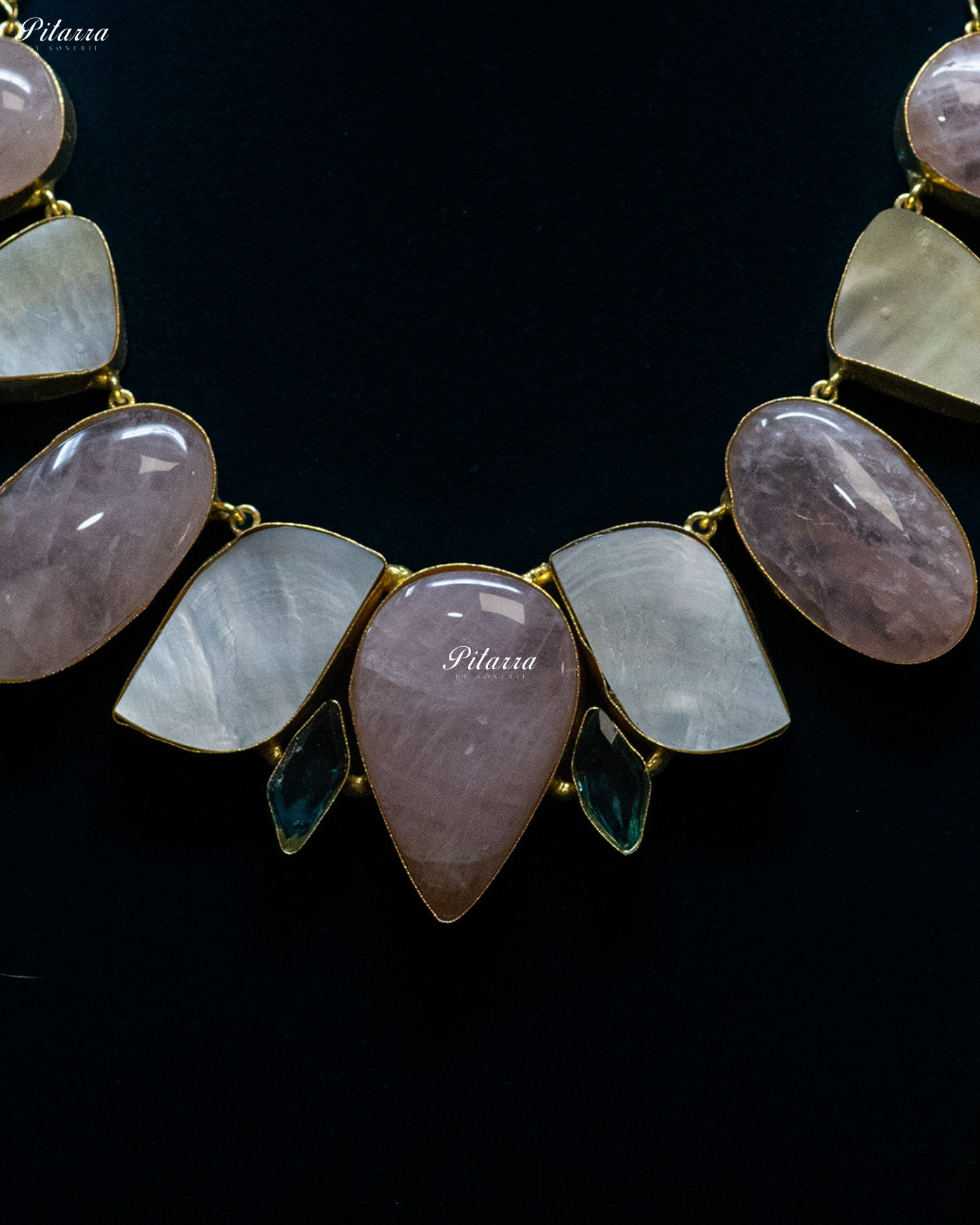 Peach Drop Multi Sculptural Stone Statement Necklace Set