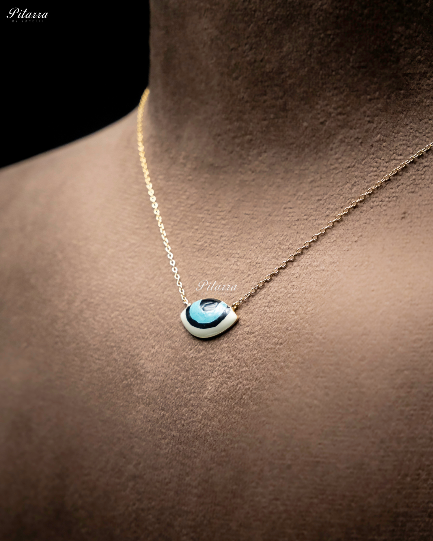Light Blue Evil Eye Gold Chain 92.5 Silver Necklace