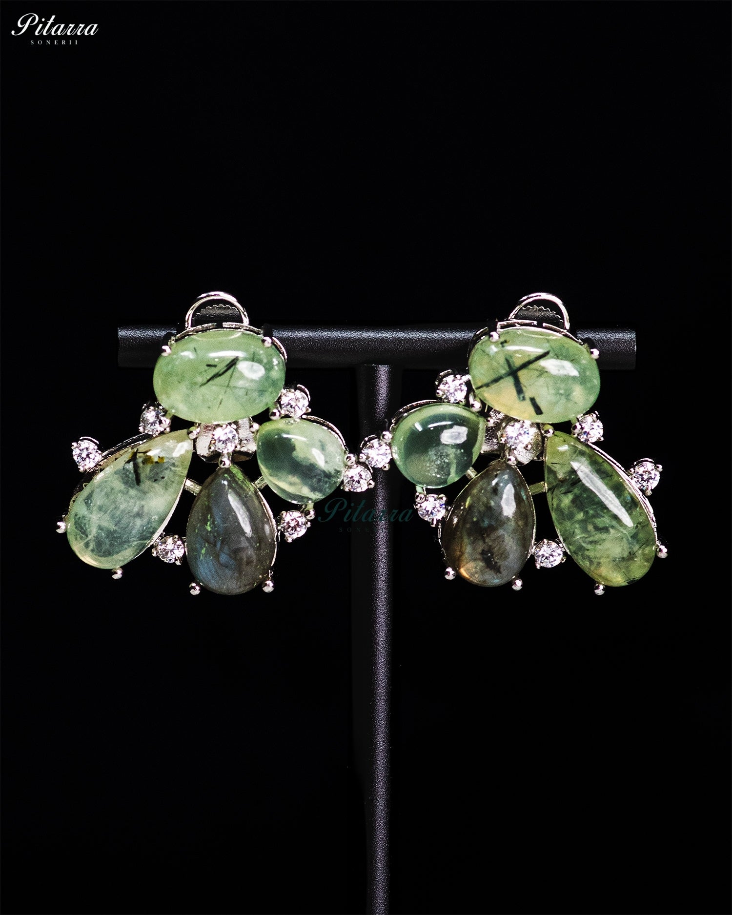 Green Prehnite Crystal Dangler Earrings