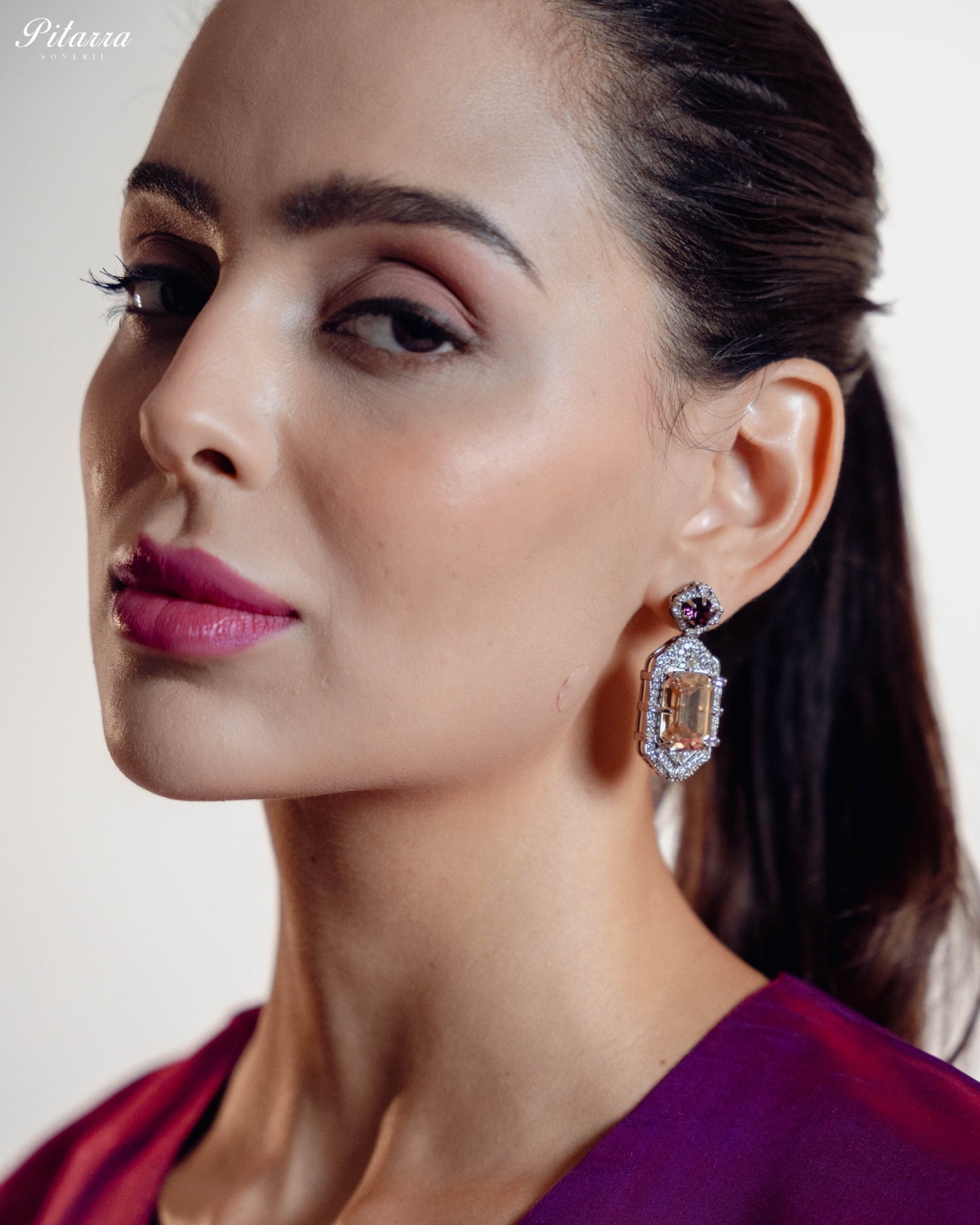 Yellow Emerald Cut Diamond Halo Statement Drop Earrings
