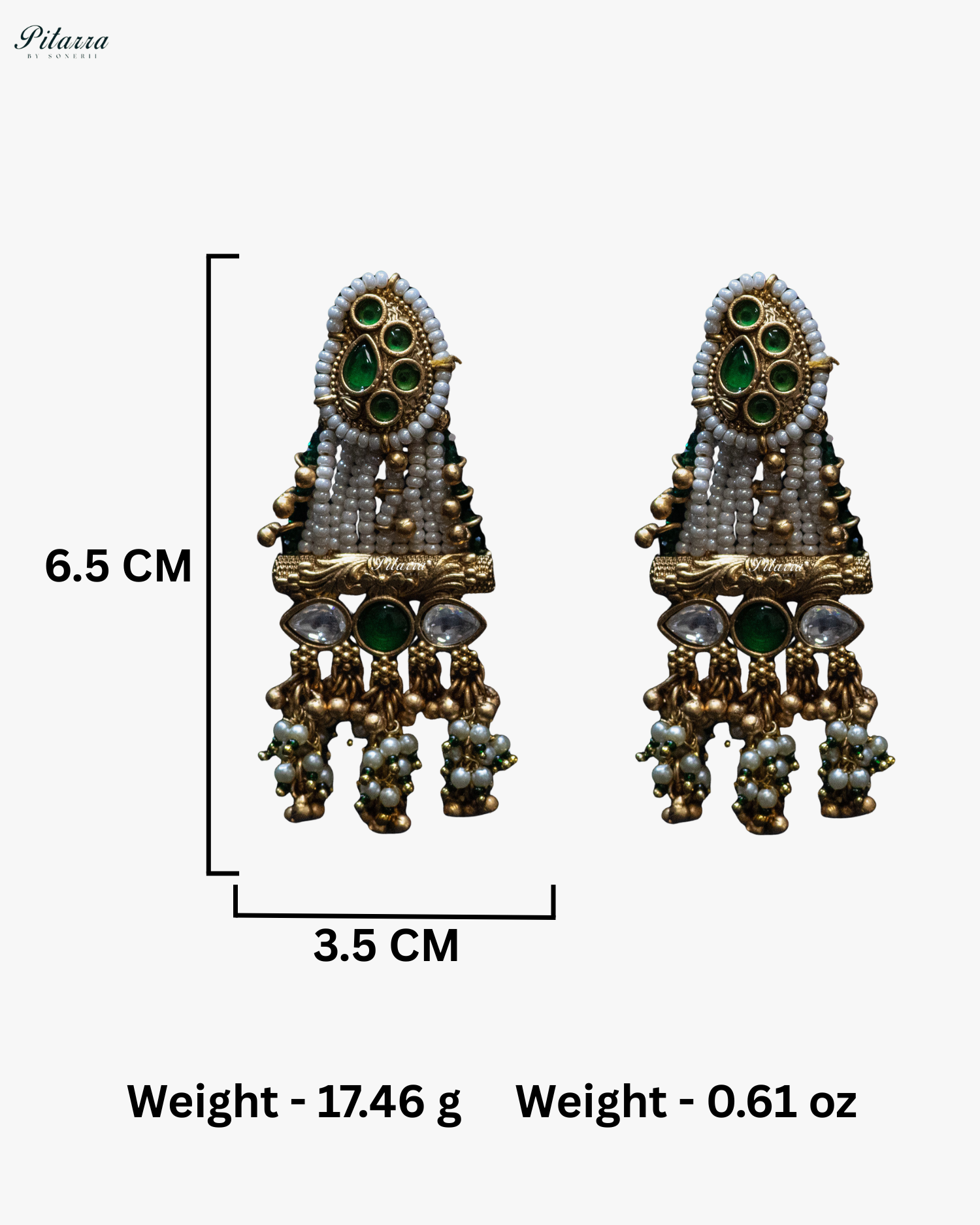 Golden Green Stone Multi Strand Long Kundan Necklace Set