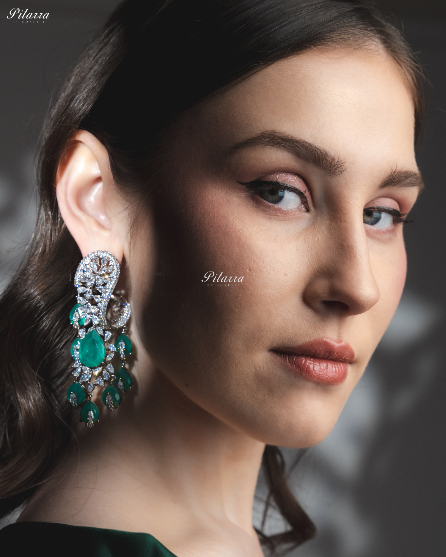 Mint color Silver Polish CZ Crystal Dangler Earrings