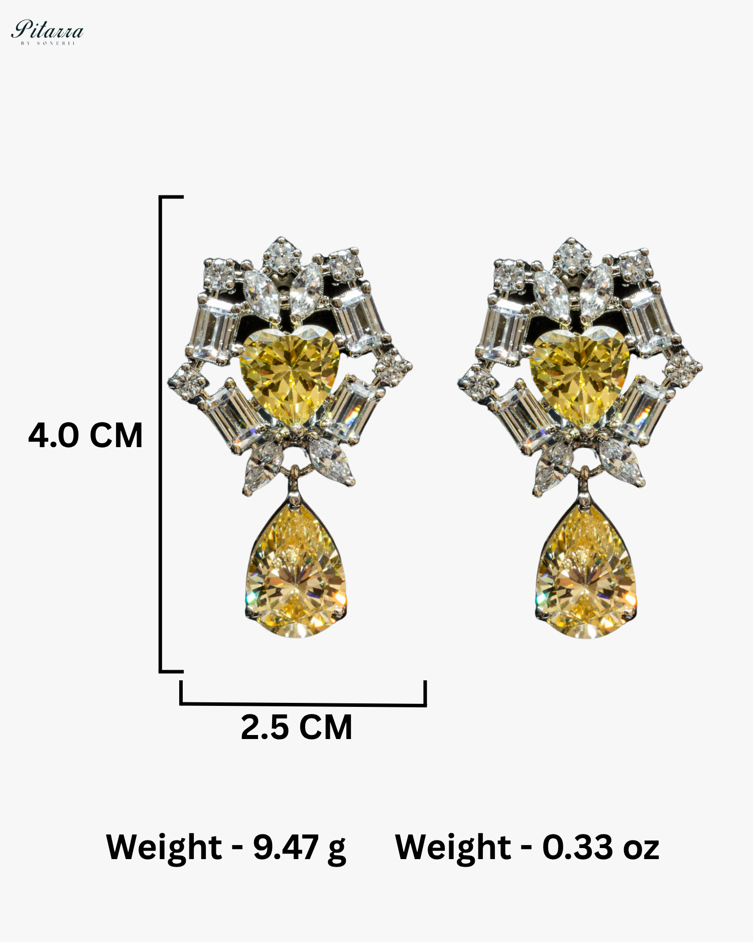 Yellow Drop Cubic Zirconia Studded Necklace Set