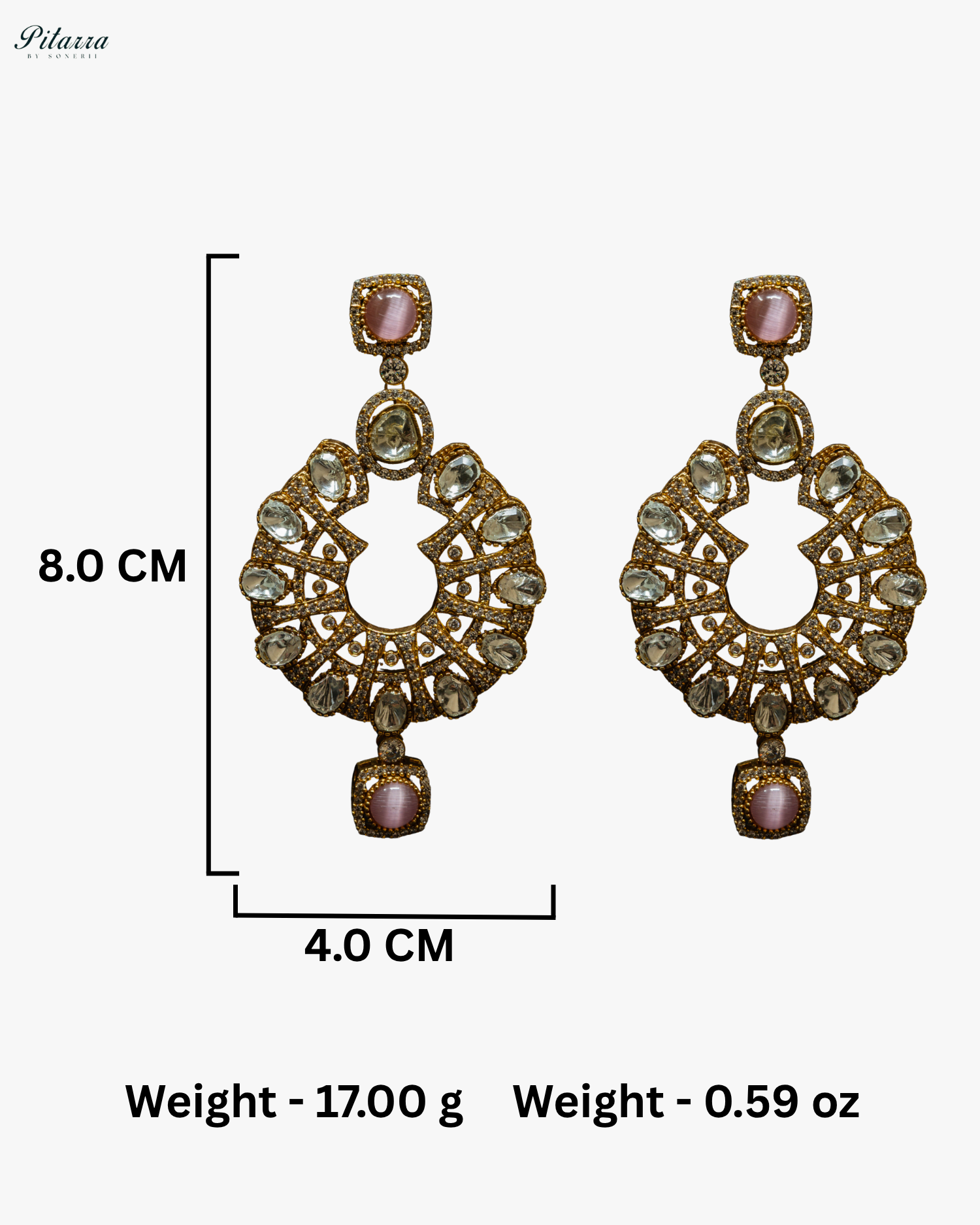Three Layer Pink Victorian Long Kundan Necklace Set