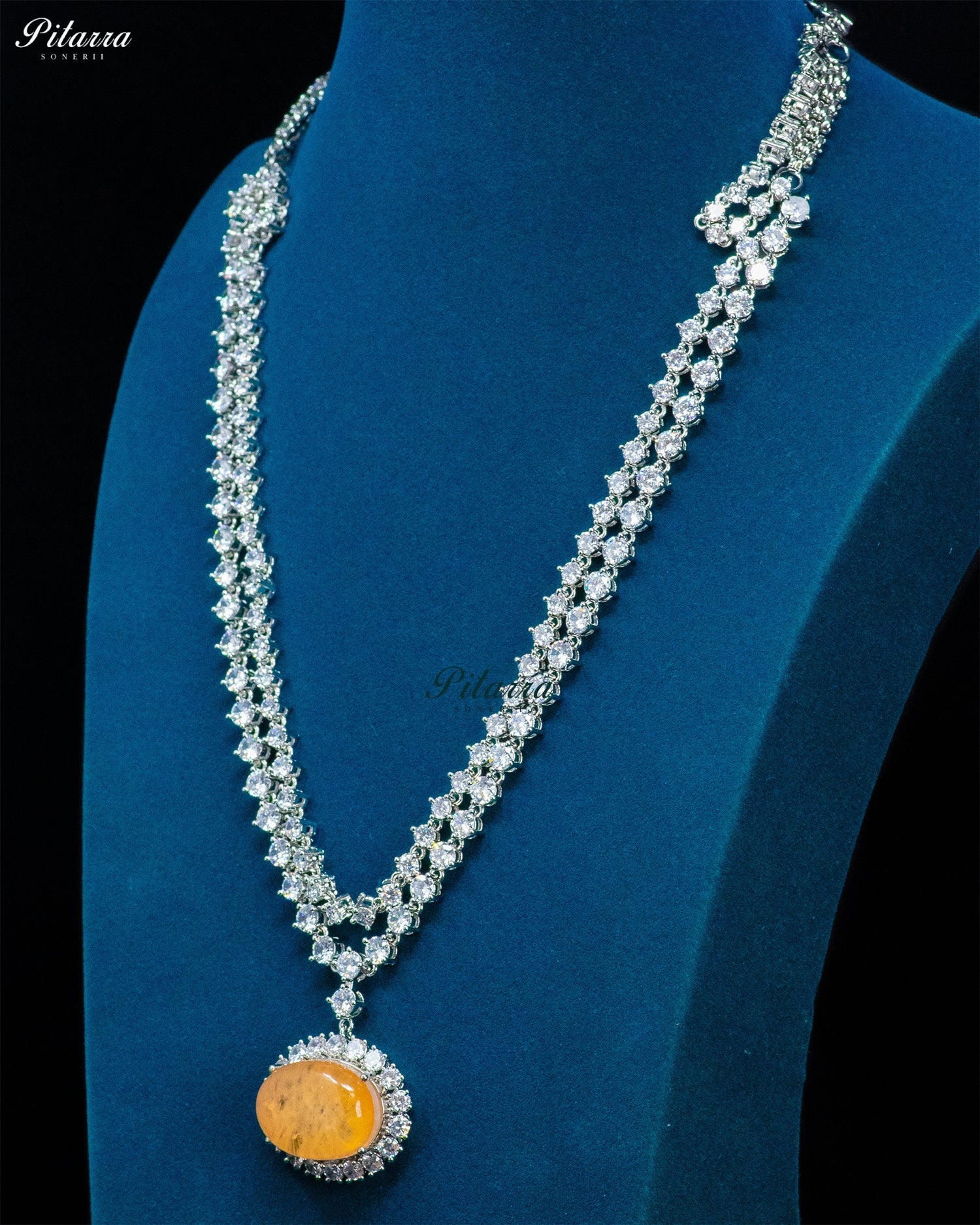 Yellow Oval Kundan Long Necklace Set