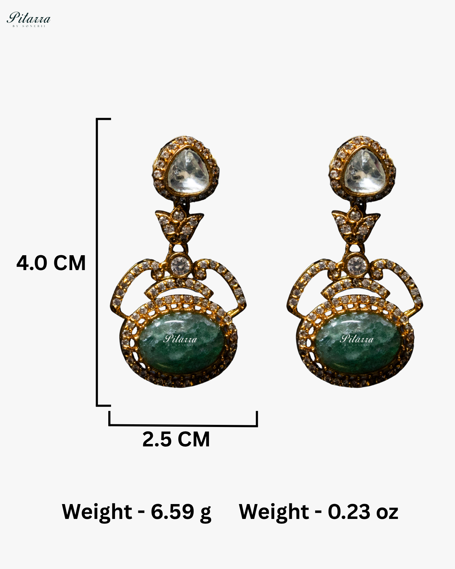 Pitarra Emerald Stones Moissanite Kundan Necklace Set