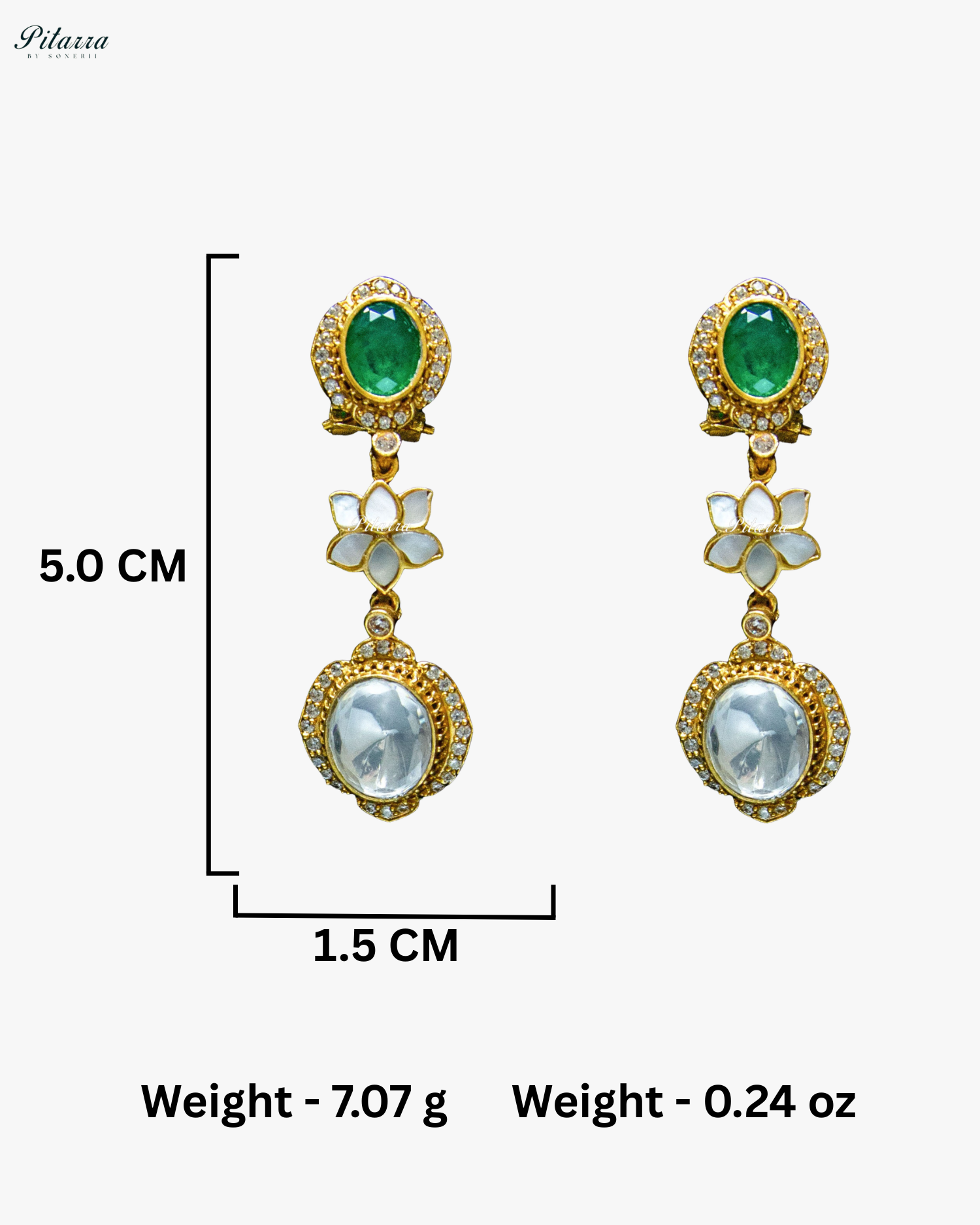 White Flora Green Stone Kundan Choker Set