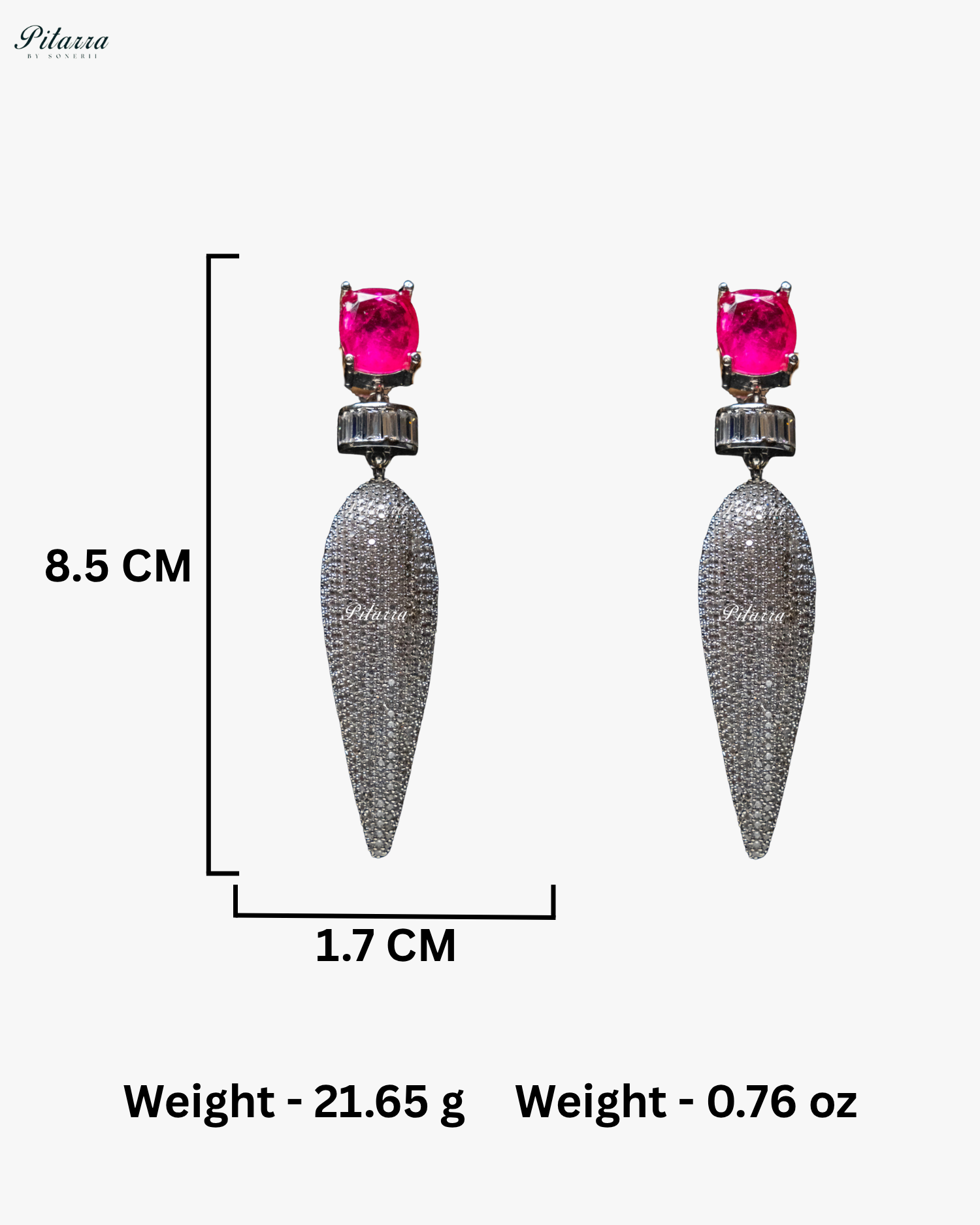 Pink Stone Shiny Teardrop Crystal Dangler Earrings