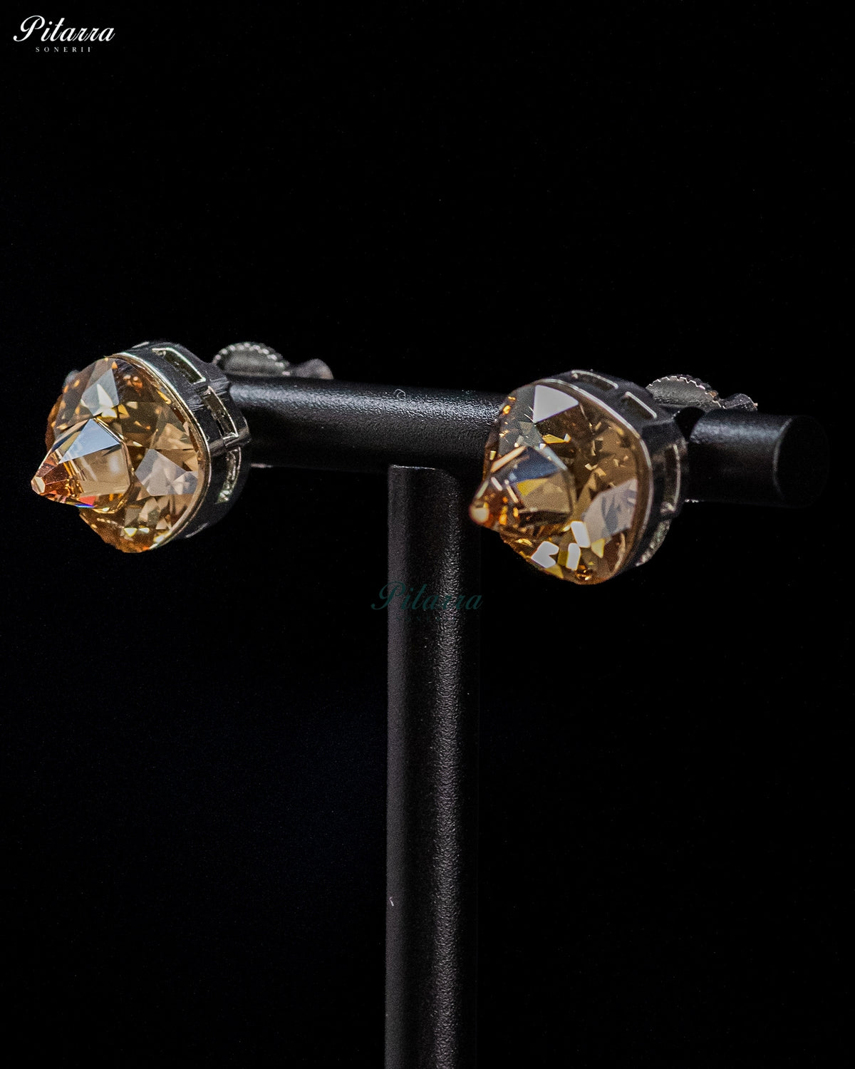 Golden Crystal Stud Earrings