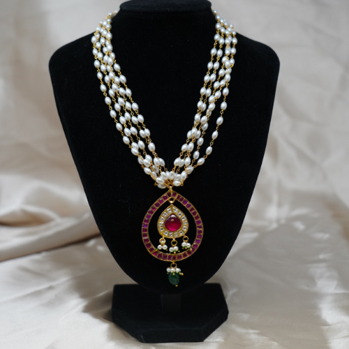 Tri color Kundan Jadau Necklace Pendant
