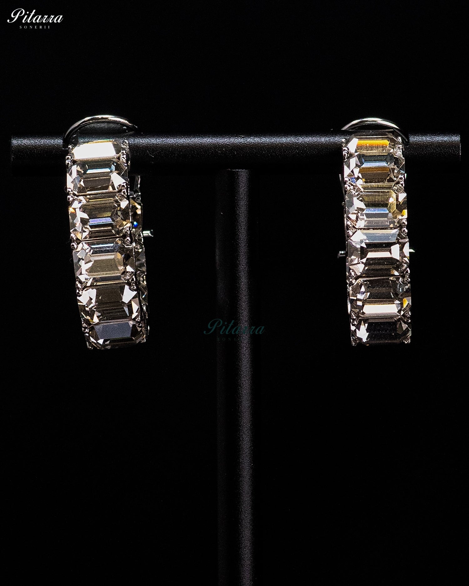 Clear Cushion-Cut Crystal Hoop Earrings