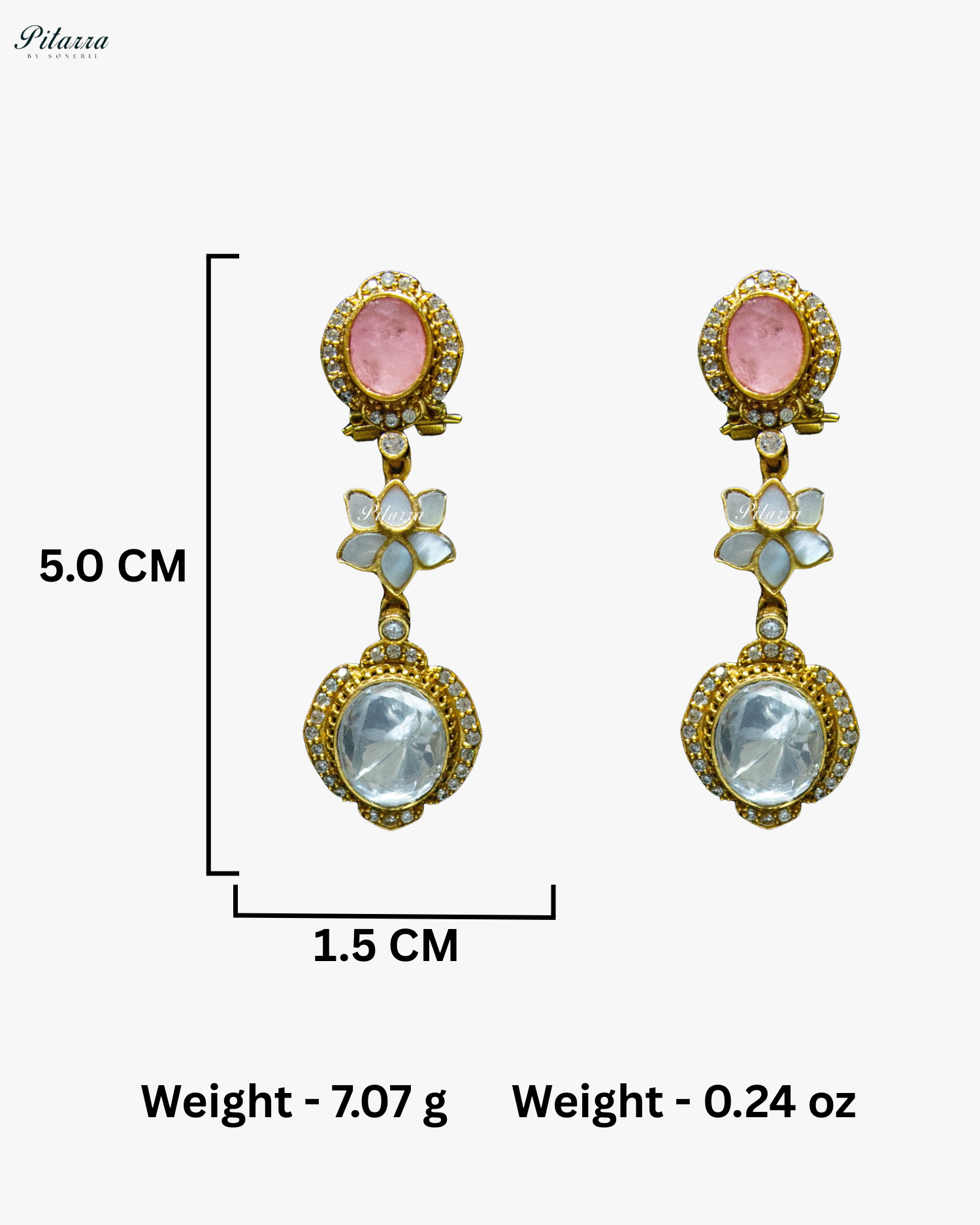 White Flora Peach Stone Kundan Choker Set