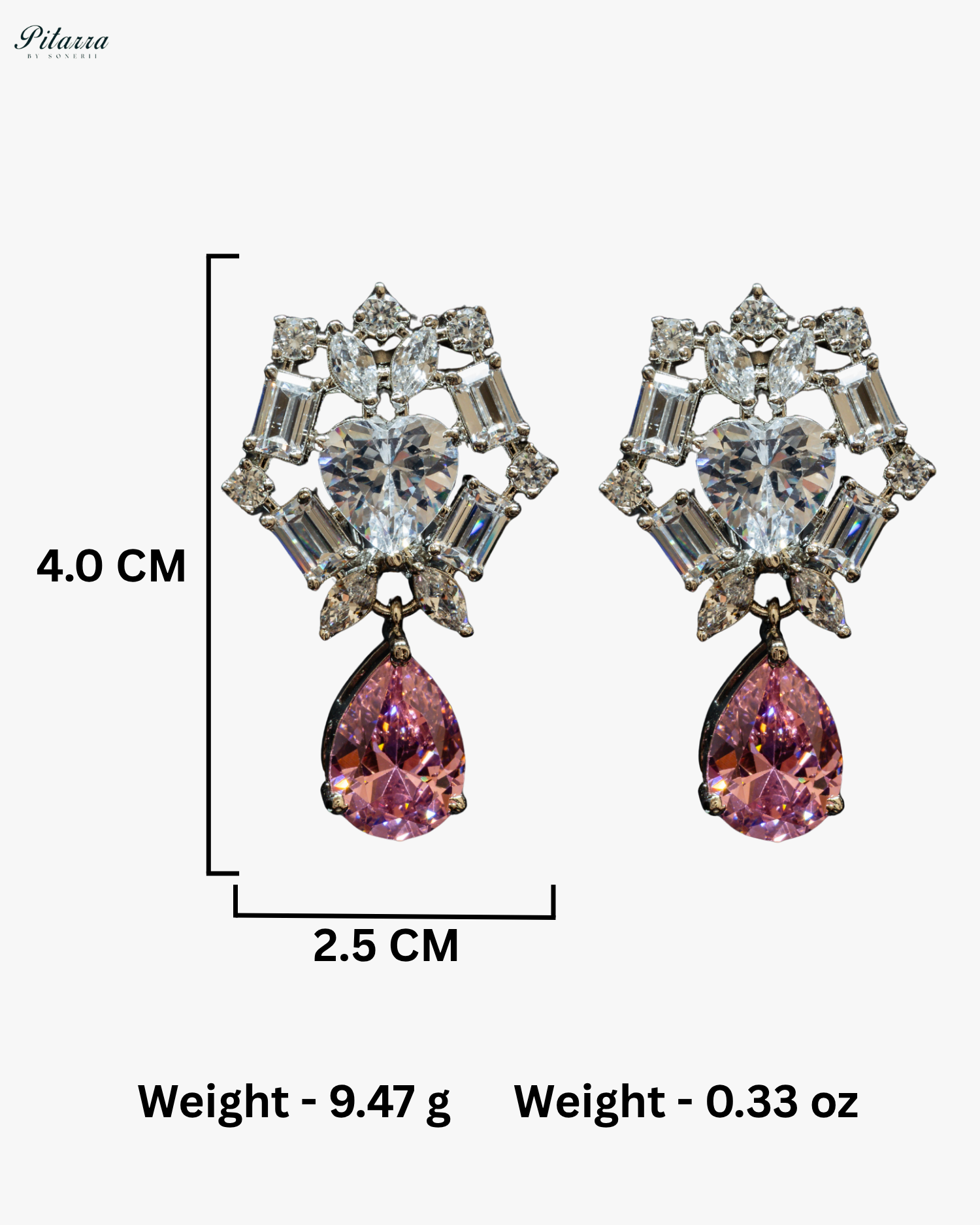 Pink Drop Cubic Zirconia Studded Necklace Set
