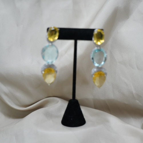 Tri-Color Glass Earrings for Women