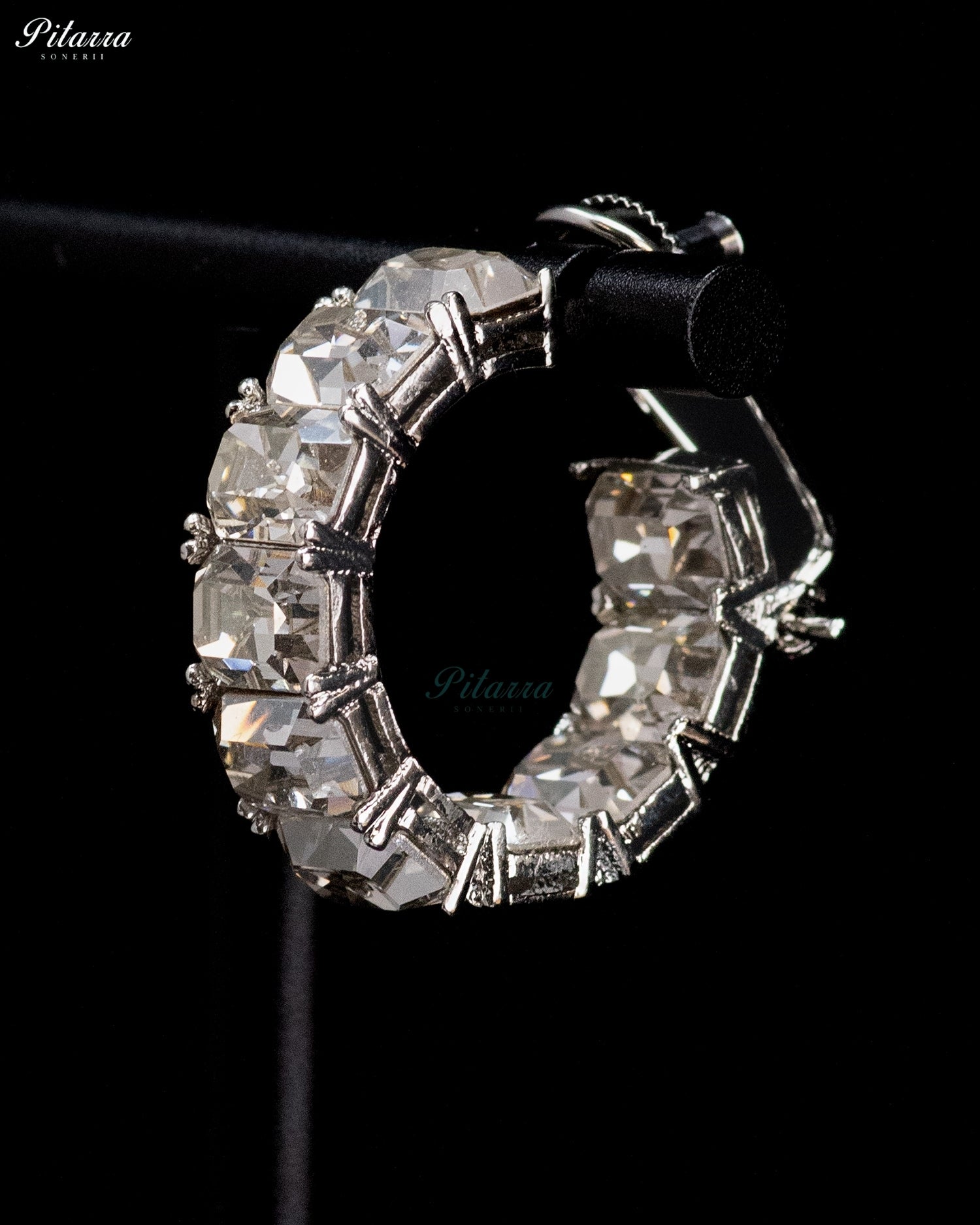 Clear Cushion-Cut Crystal Hoop Earrings