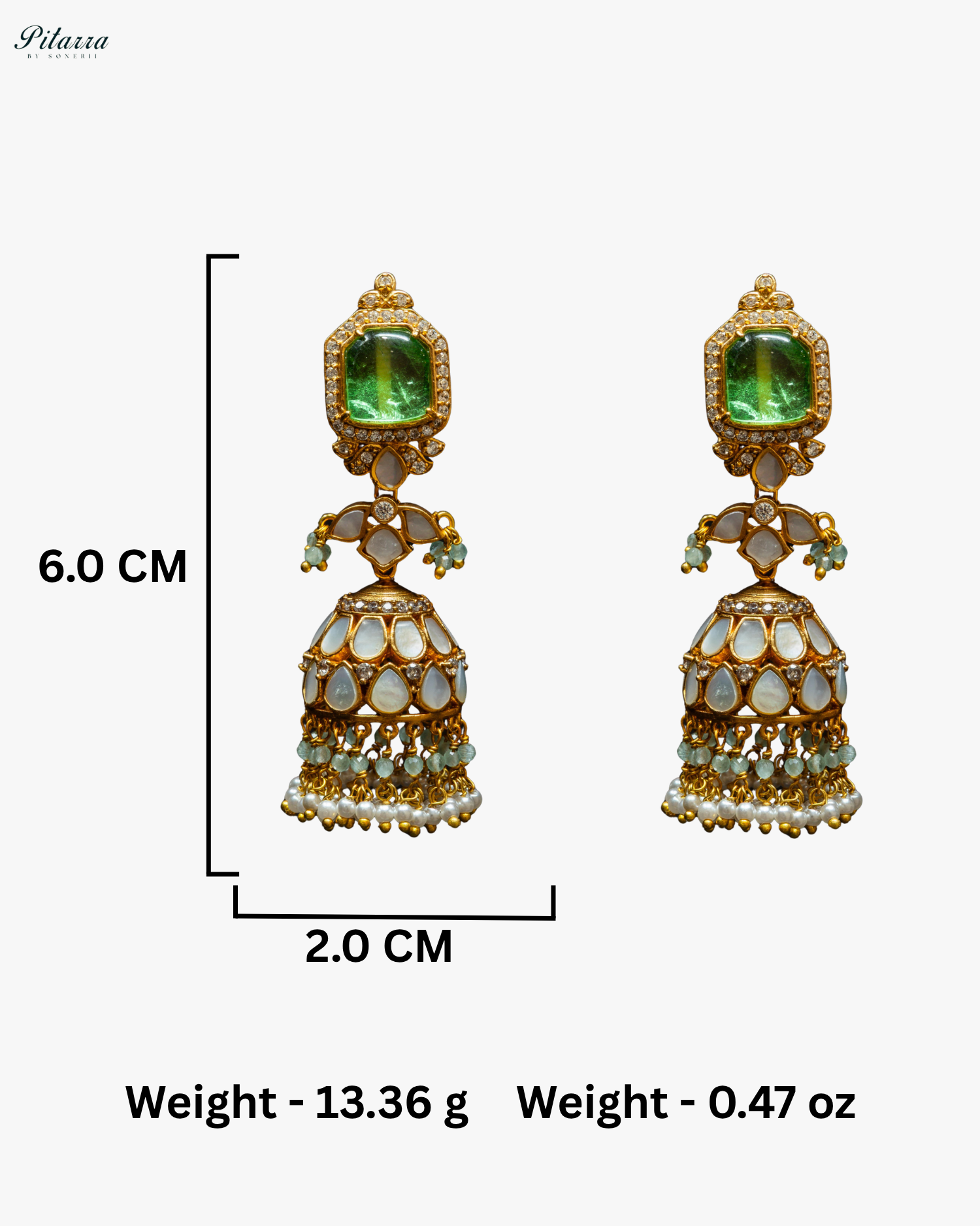 Gold Plated Green Kundan Jhumka Earrings