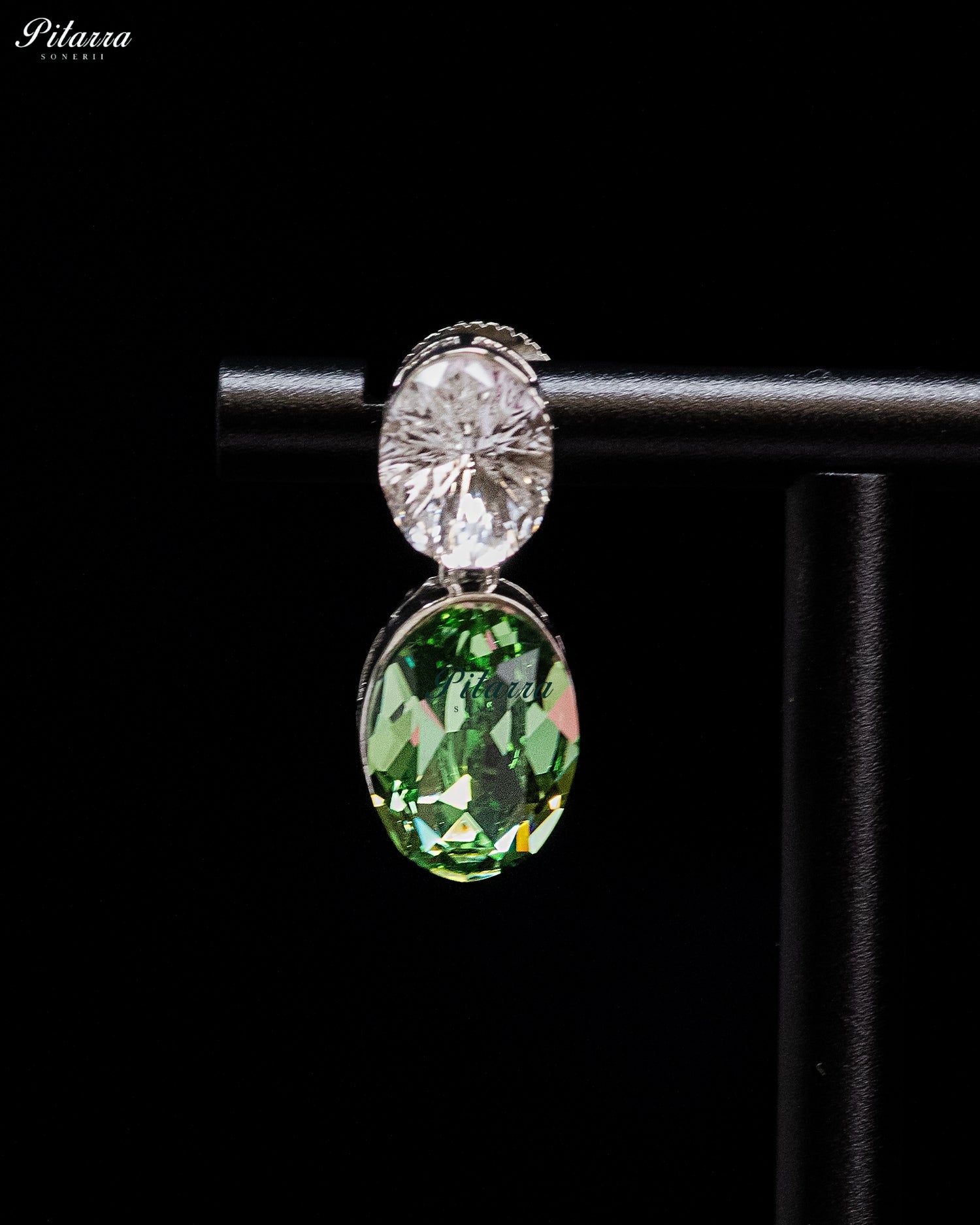 Emerald Green Crystal Oval Drop Earrings