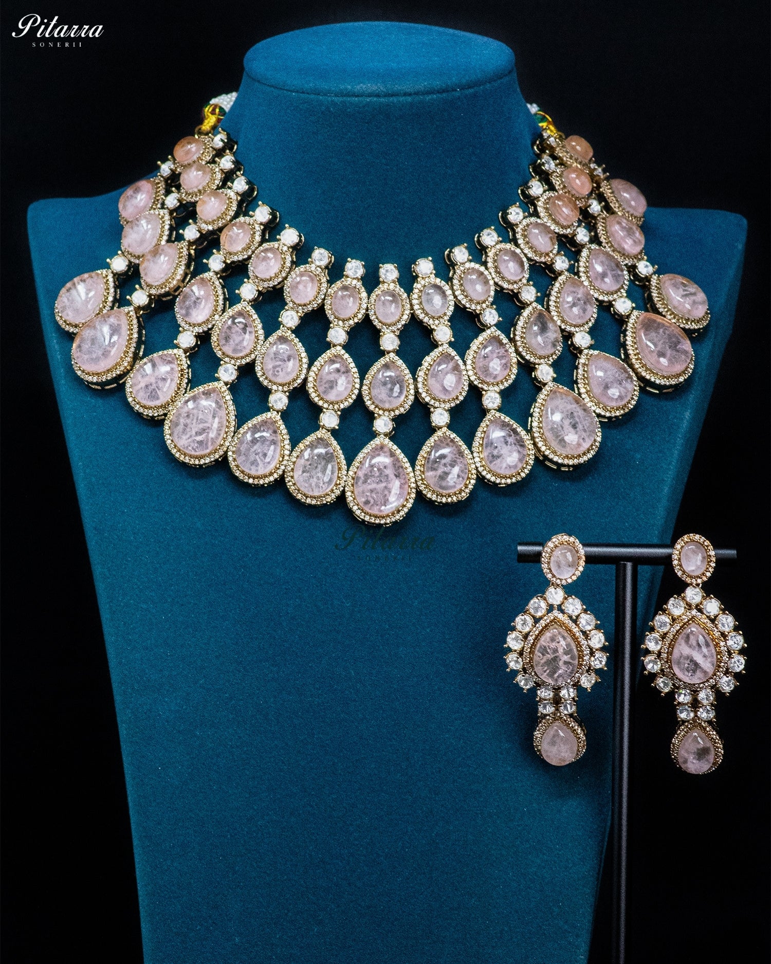 Pink Teardrop Kundan Choker Set