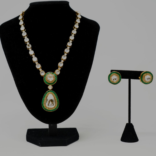 Classy Polki Studded Green Necklace