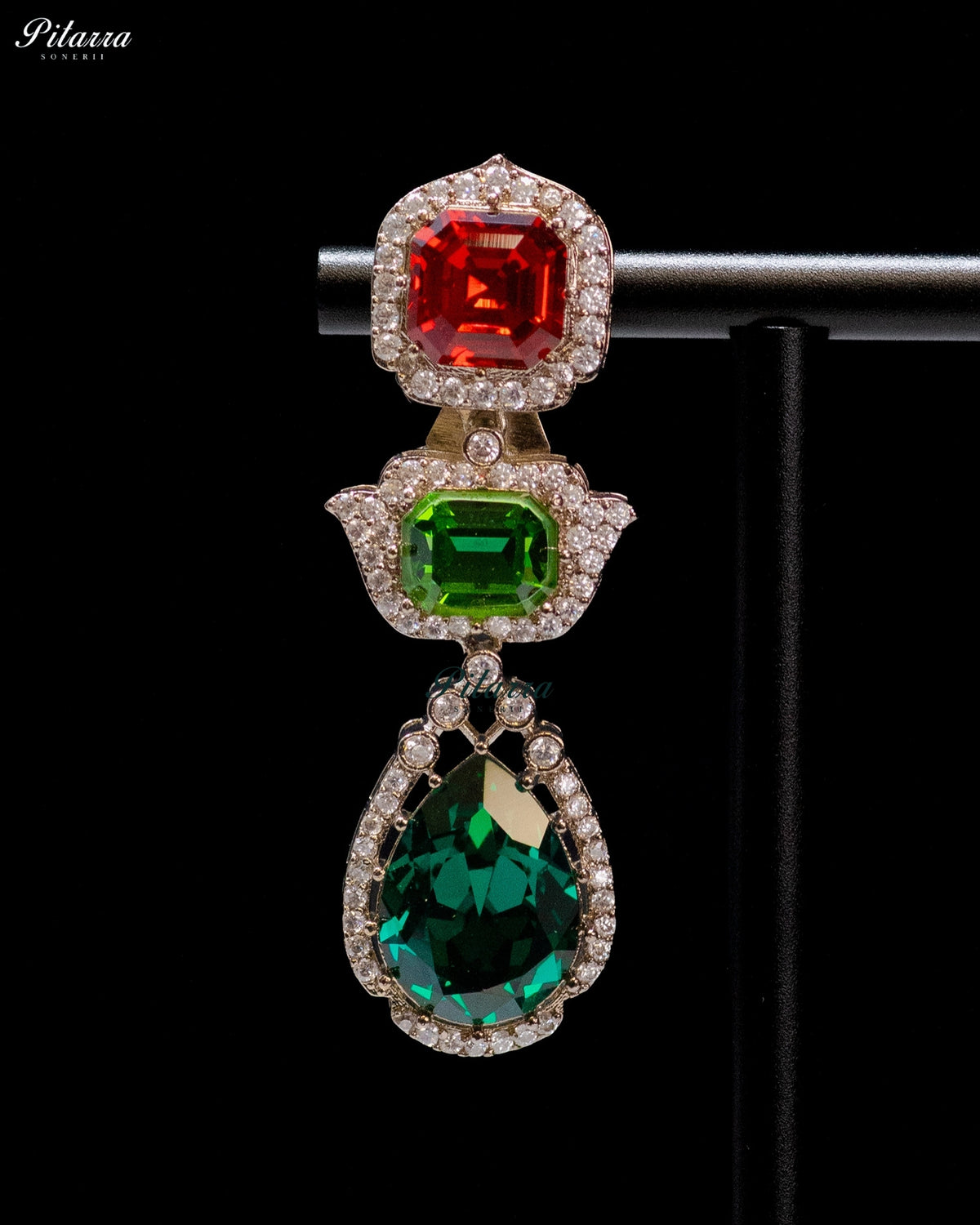 Emerald Green Multicolor Crystal Pendant Necklace Set