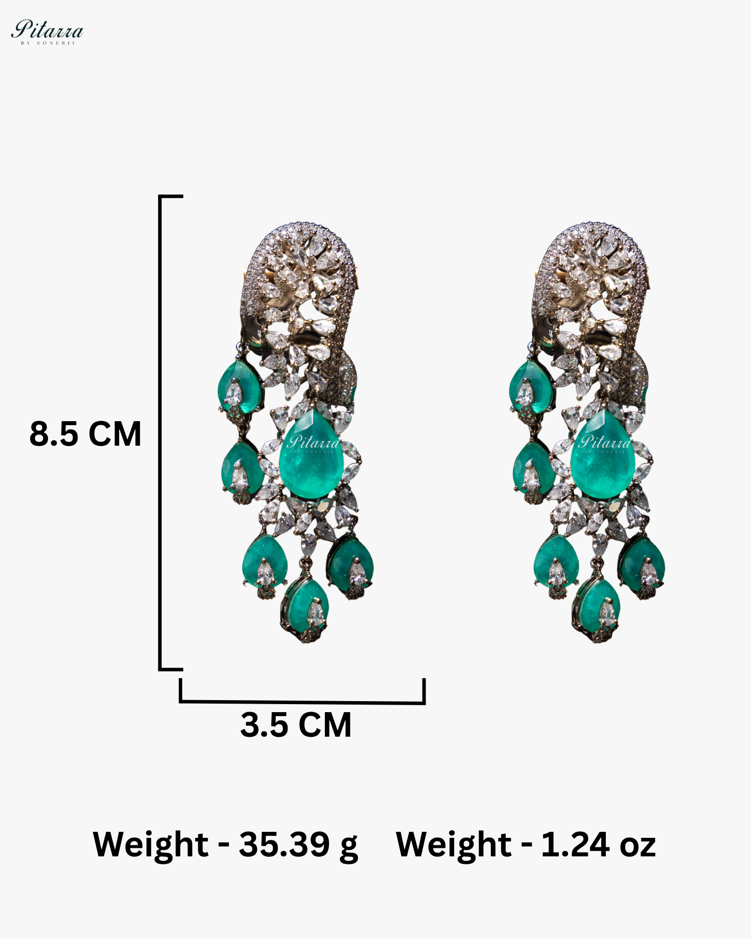 Mint color Silver Polish CZ Crystal Dangler Earrings