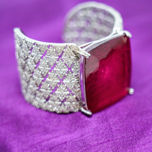 Zirconia Crystal Stone Studded Silver Bracelet