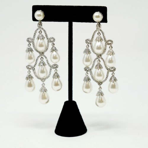 Cultured White Pearl Chandelier Style Earrings
