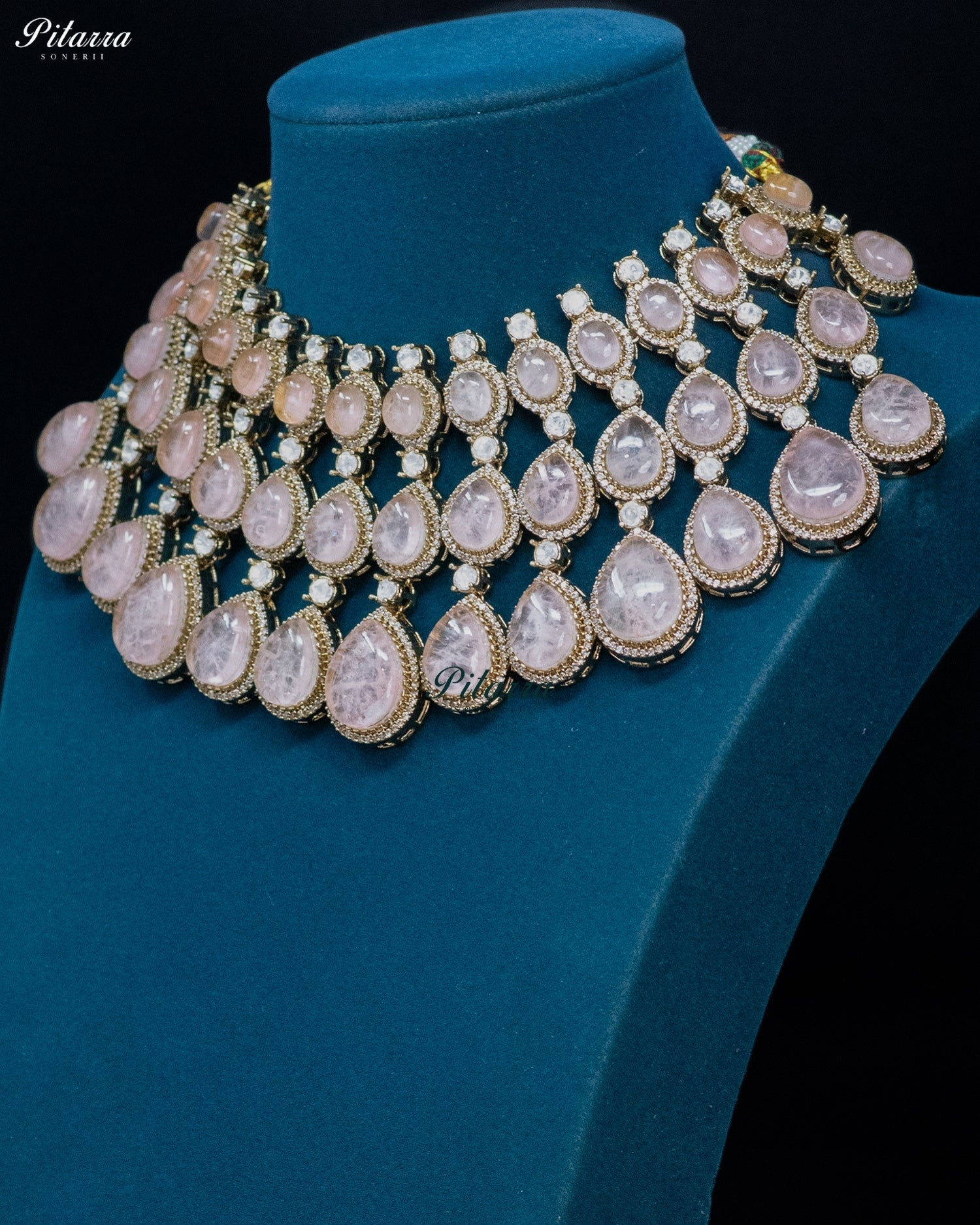 Pink Teardrop Kundan Choker Set