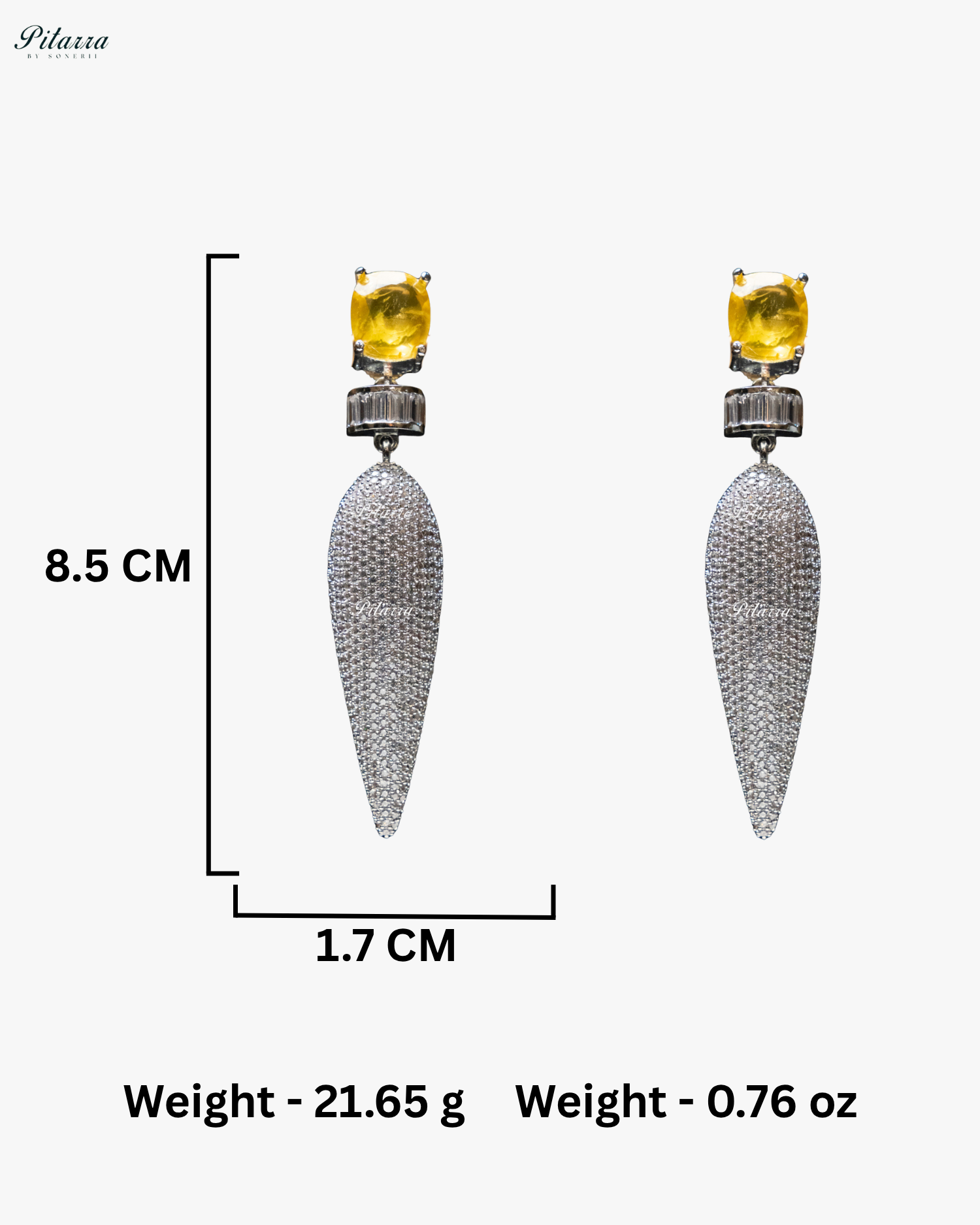 Yellow Stone Shiny Teardrop Doublet Dangler Earrings