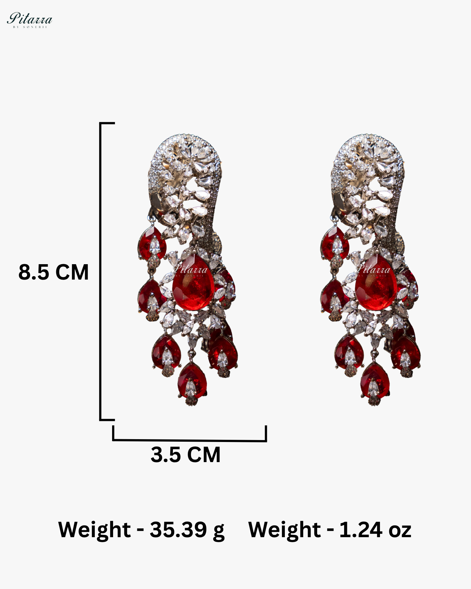 Red Silver Polish CZ Crystal Dangler Earrings