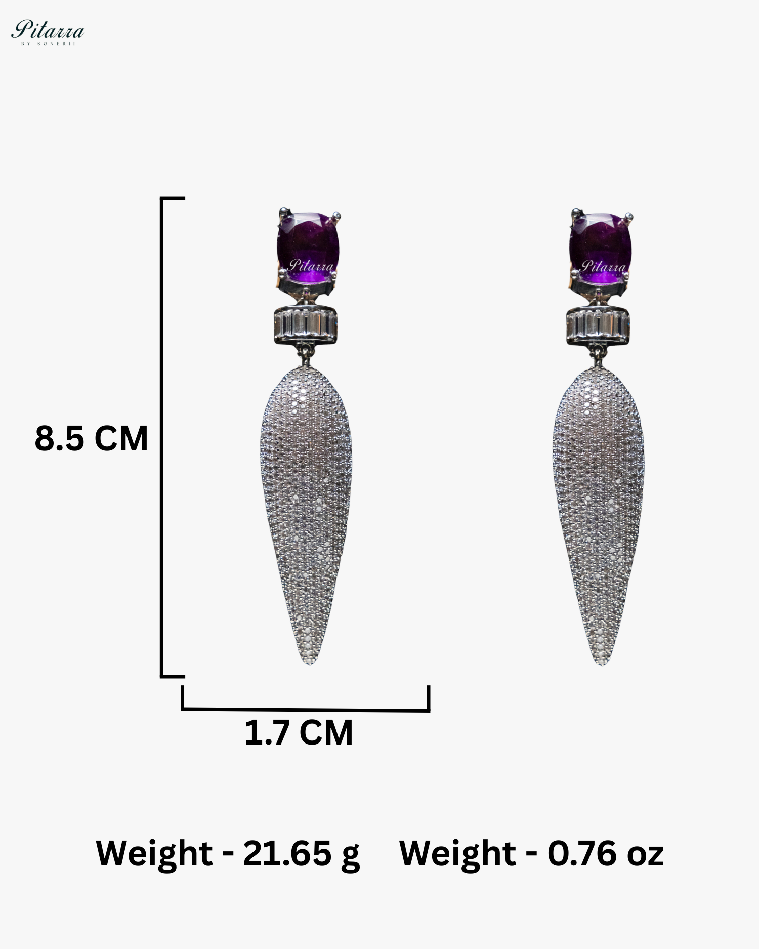 Purple Stone Shiny Teardrop Doublet Dangler Earrings