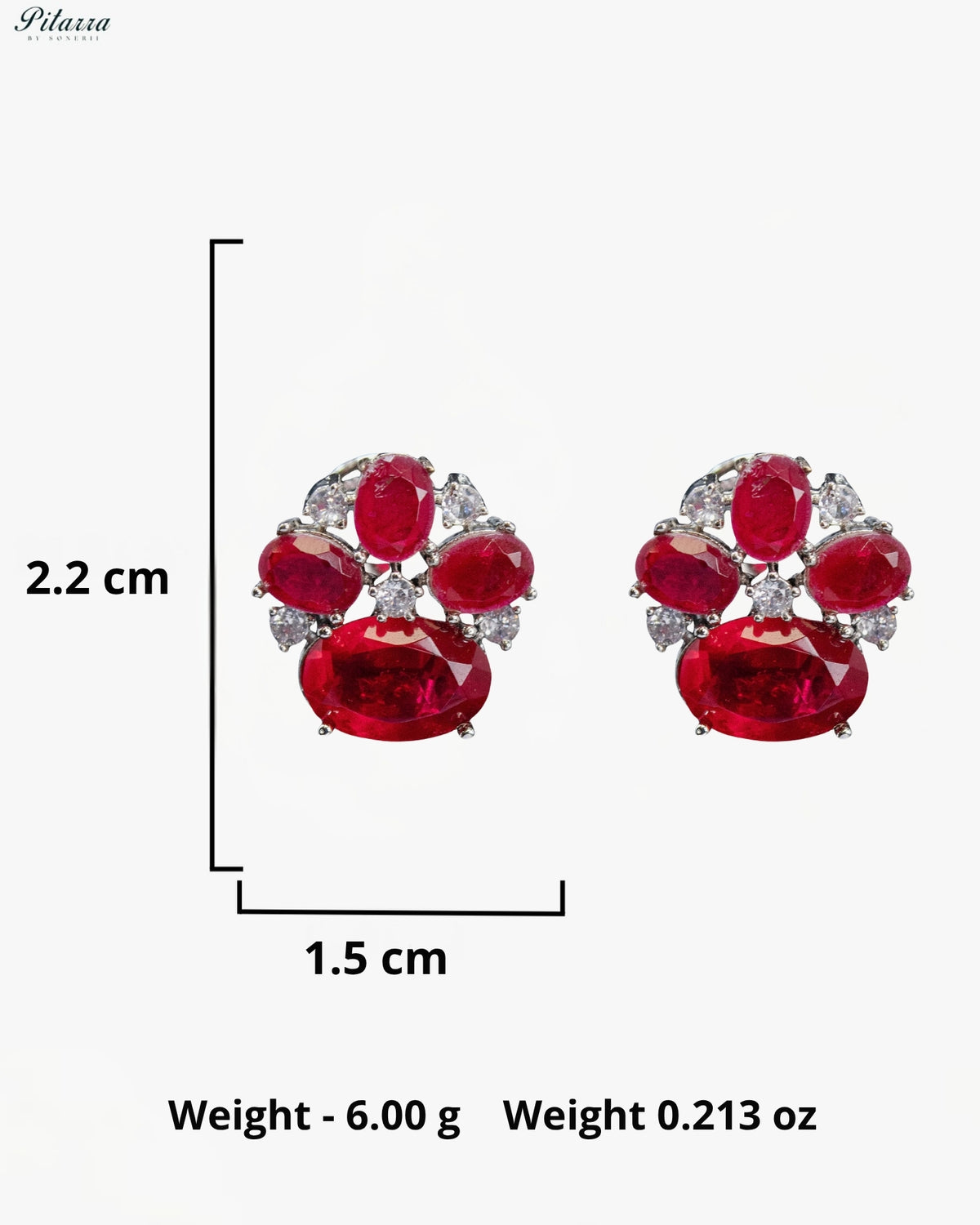 Ruby Red Crystal Statement Stud Earrings
