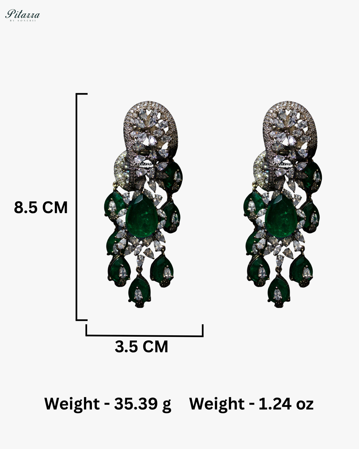 Emerald Silver Polish CZ Crystal Dangler Earrings