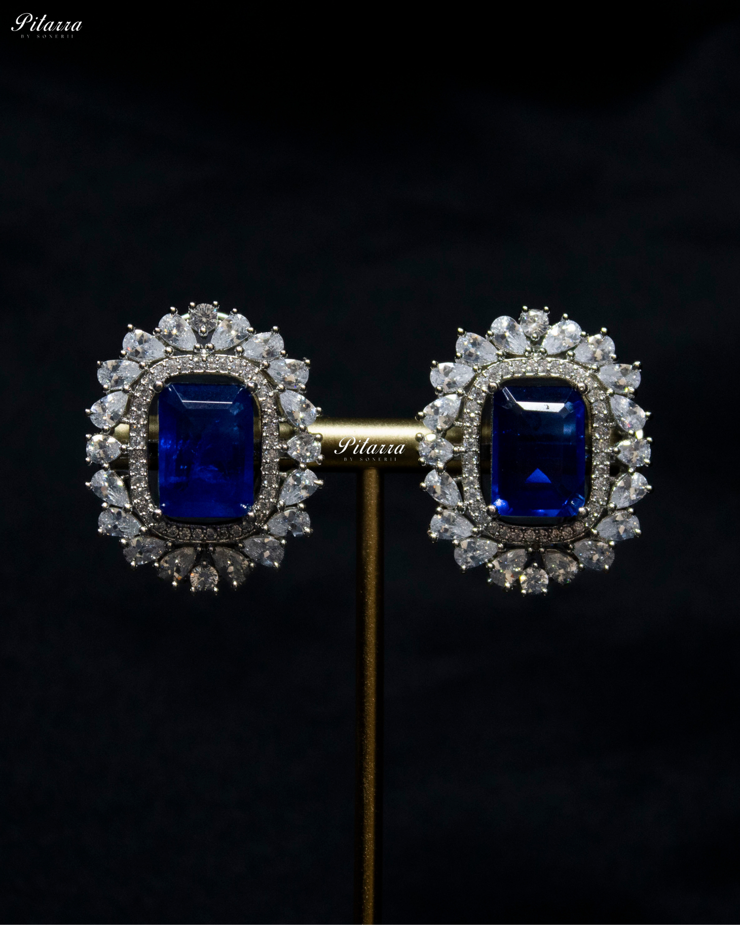 Sapphire Blue Stone Royal Crystal Choker Set