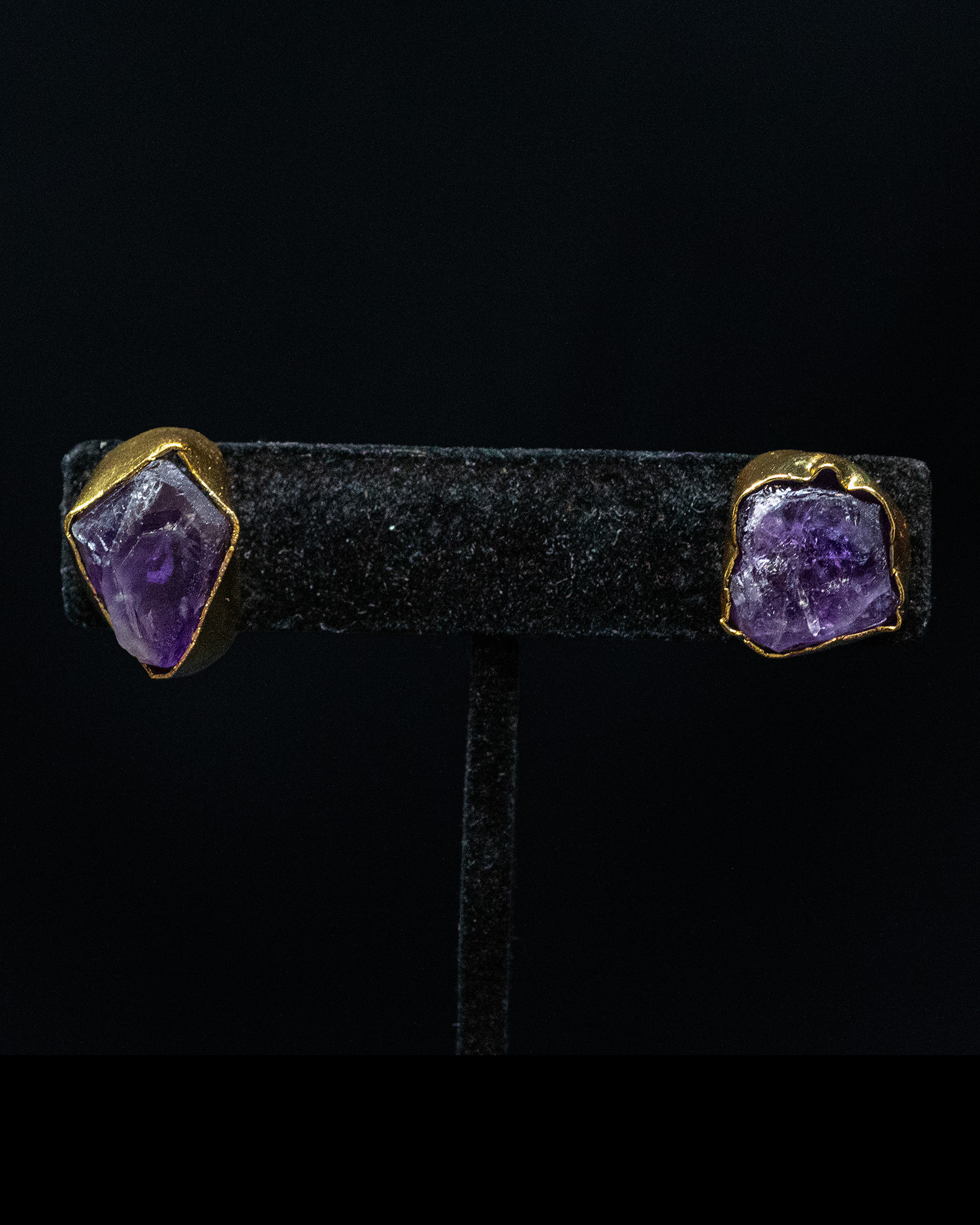 Gold Plated Purple Raw Stone Collar Pendant Set