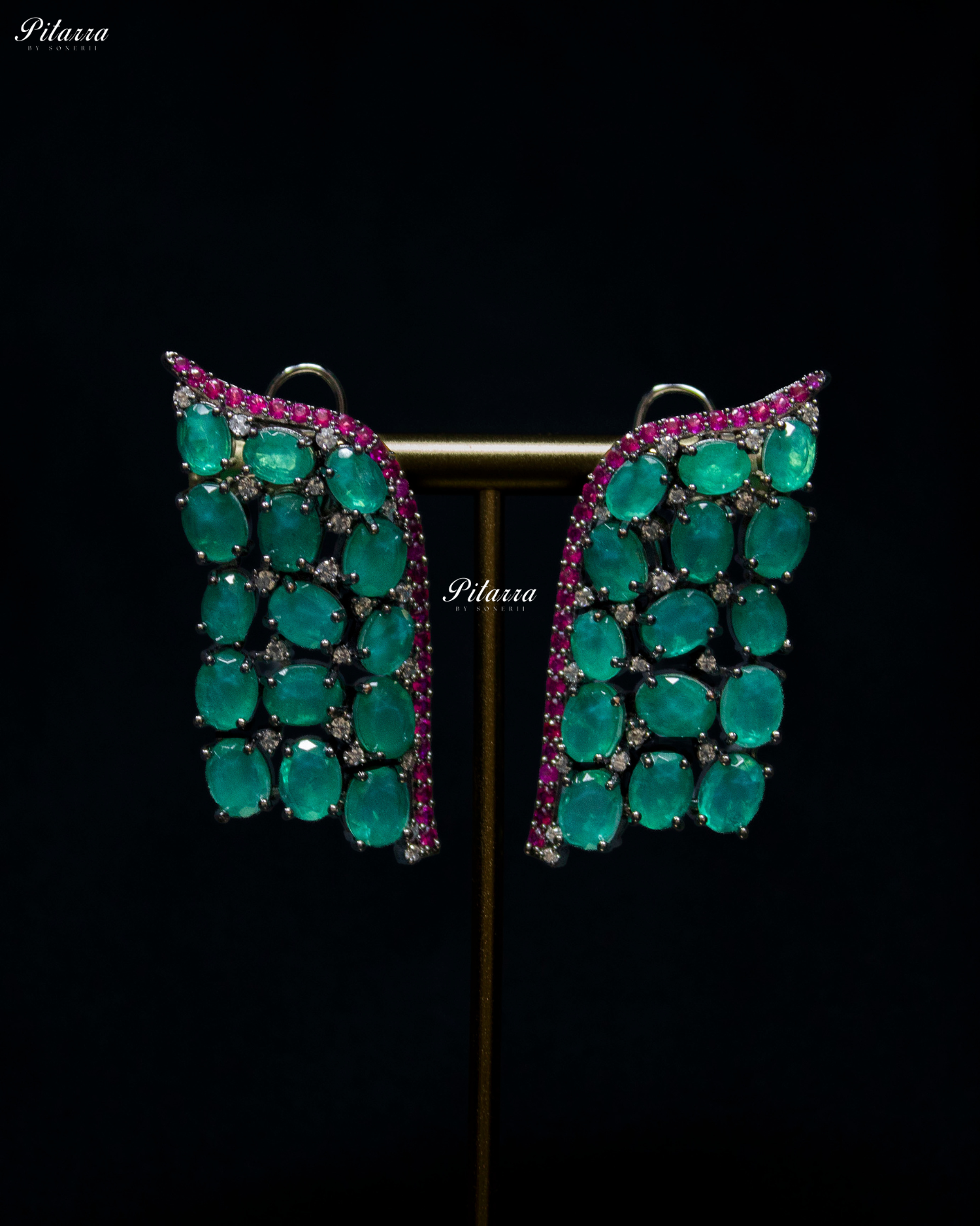 Emerald Stone Purple Lining Crystal Choker Set