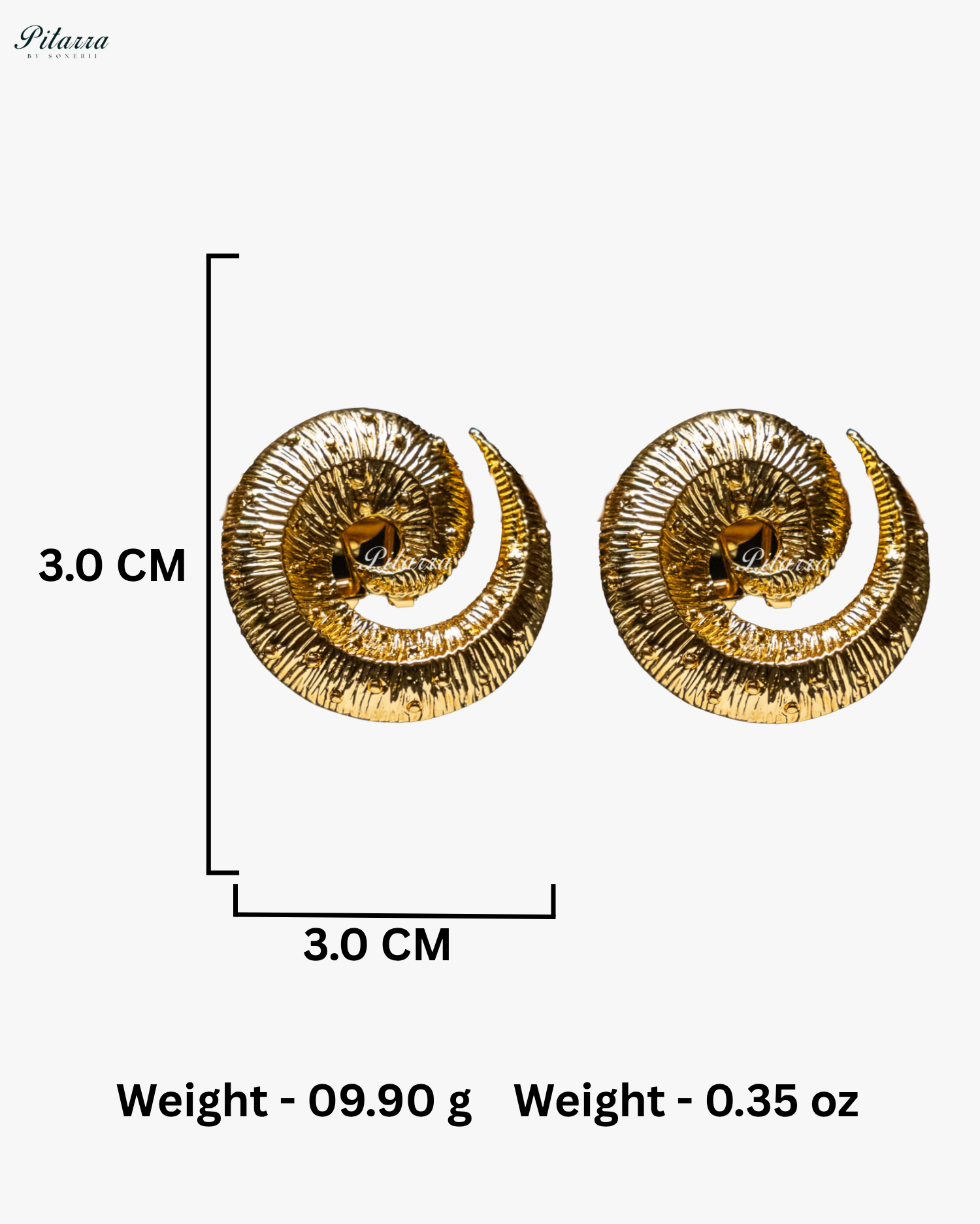 Spiral Seashell Design Golden Stud Earrings