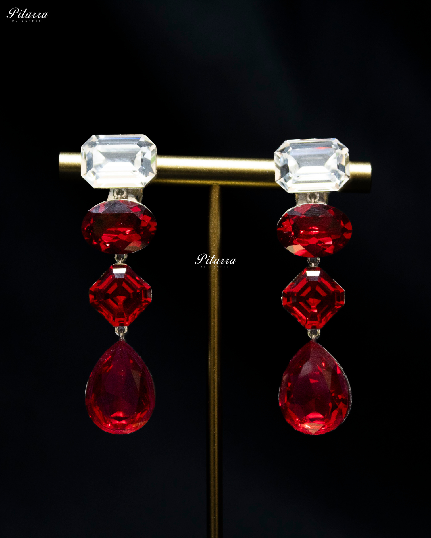 Multi Ruby Red Stone Crystal Necklace Set