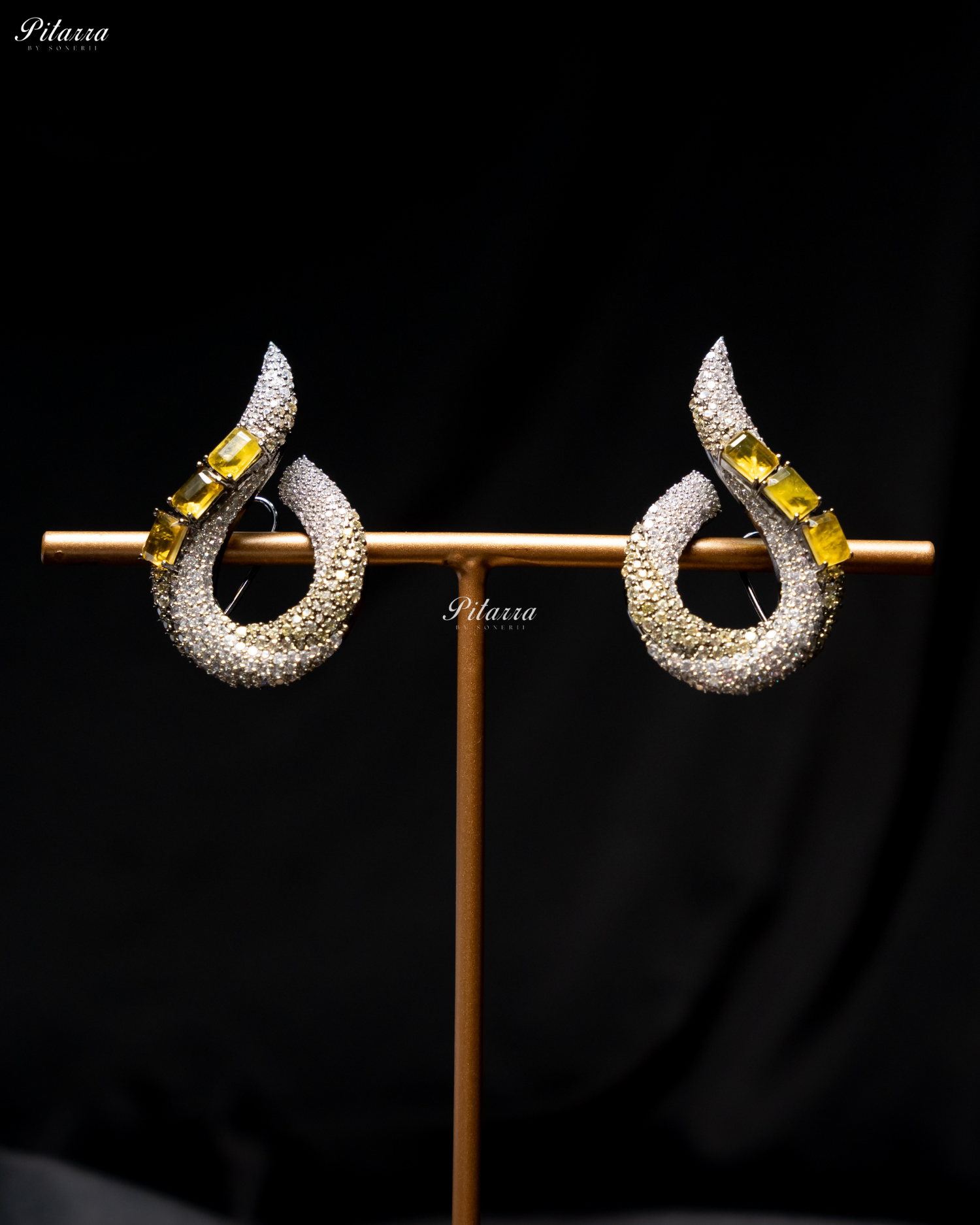Yellow Stone Sleek CZ Choker Statement Necklace Set