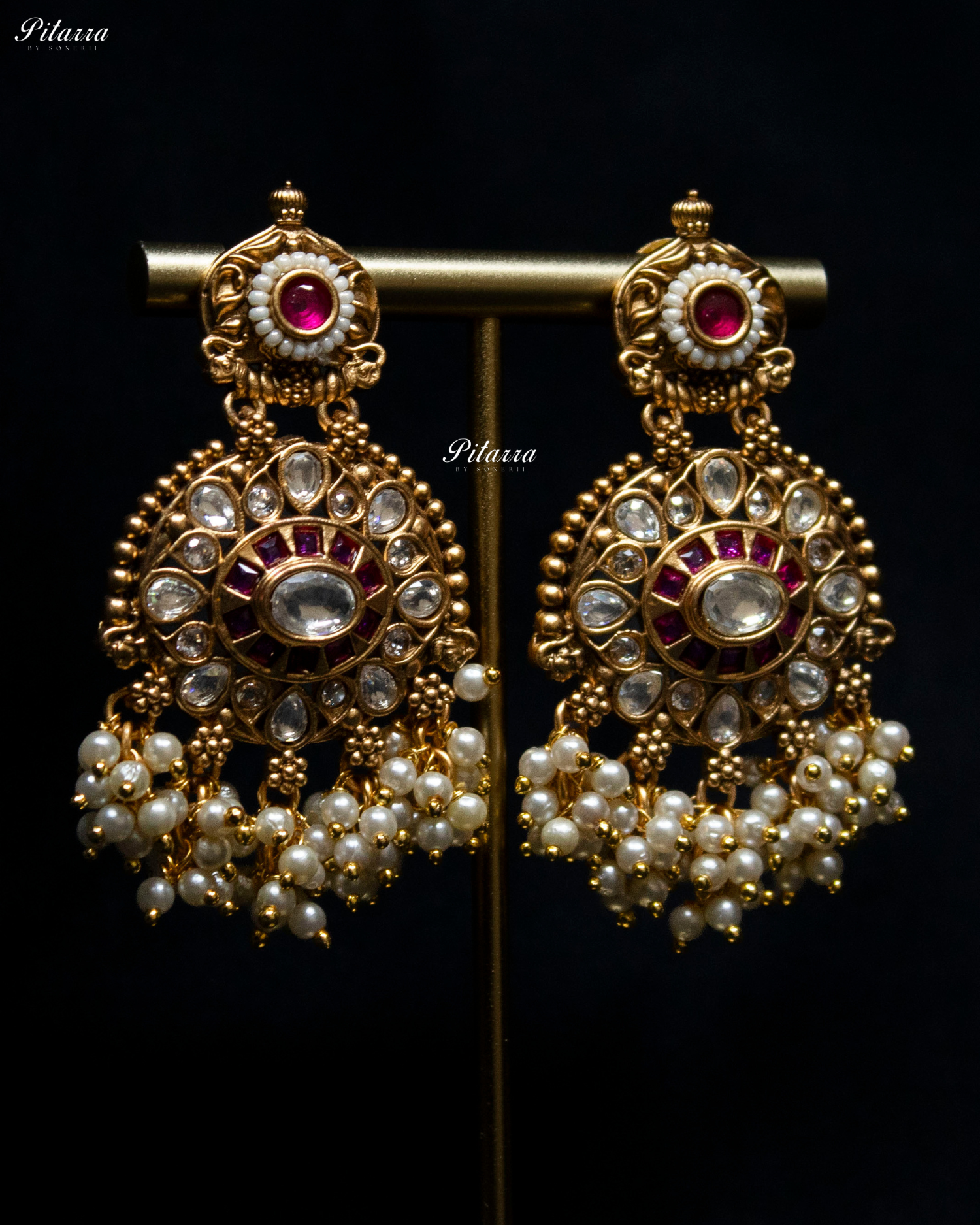 Pink Stone Handcrafted Rajwadi Kundan Necklace Set