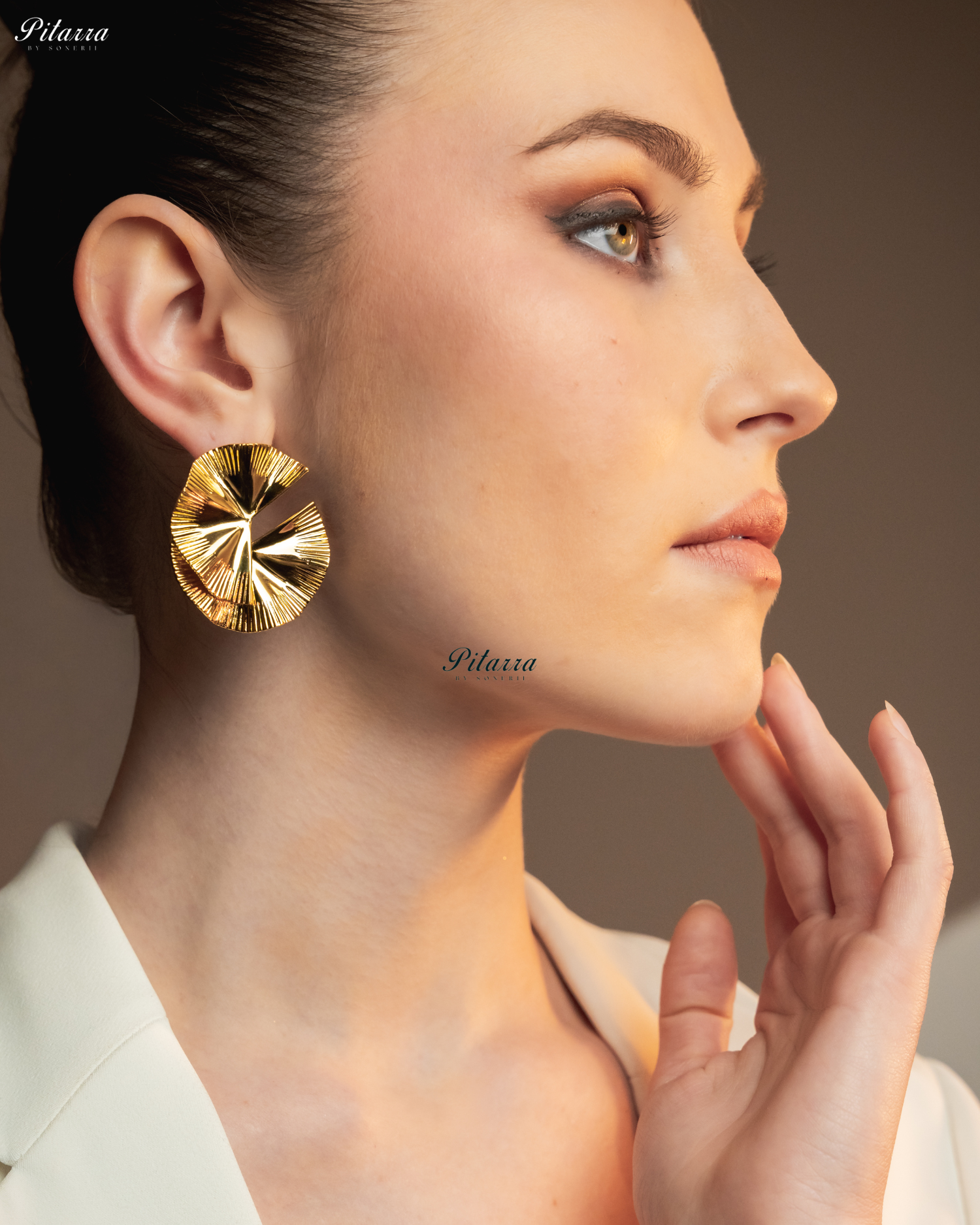 Gold Plated Twist Crystal Stud Earrings