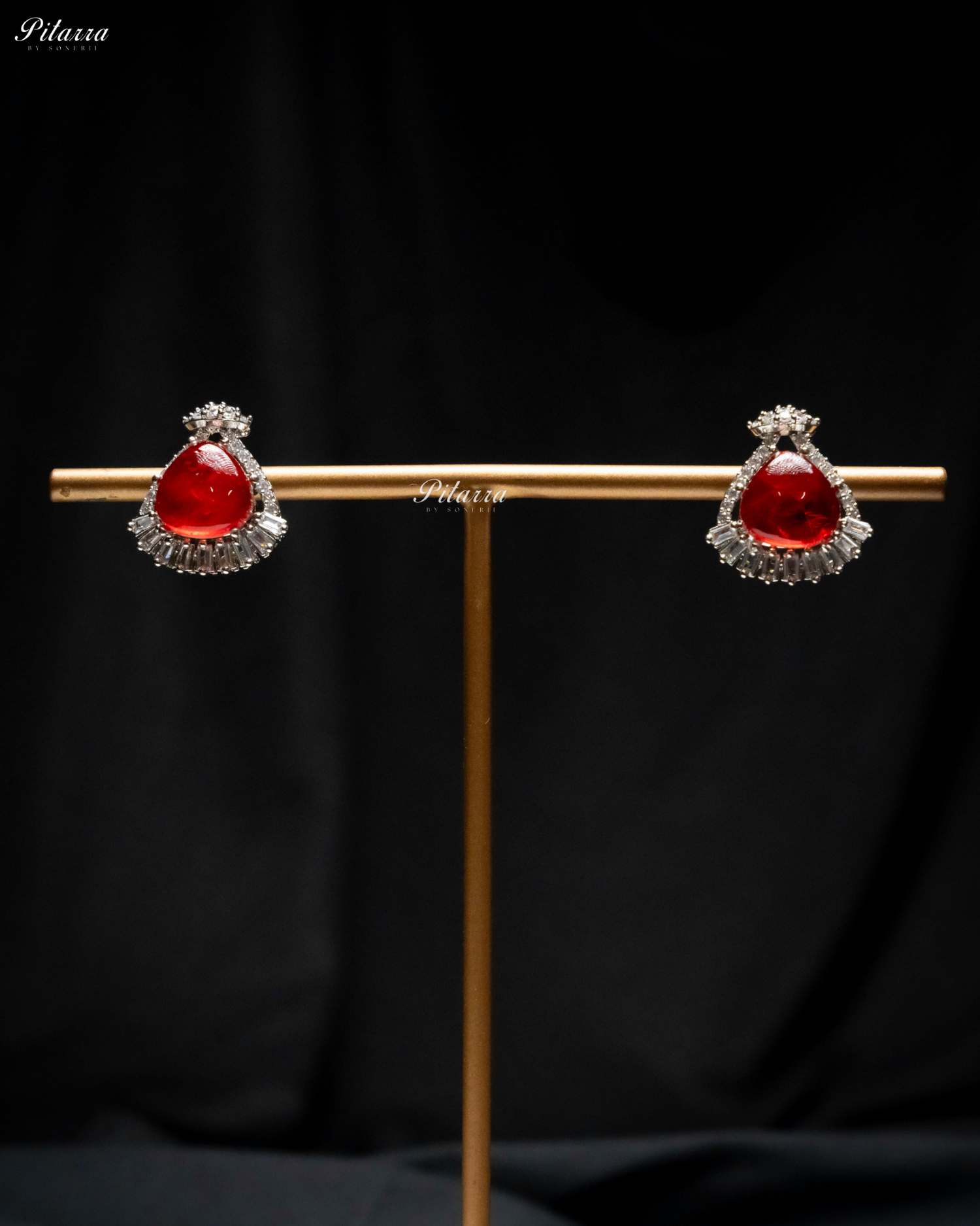 Red Stone Red Cultured Pearl Pendent Necklace Set