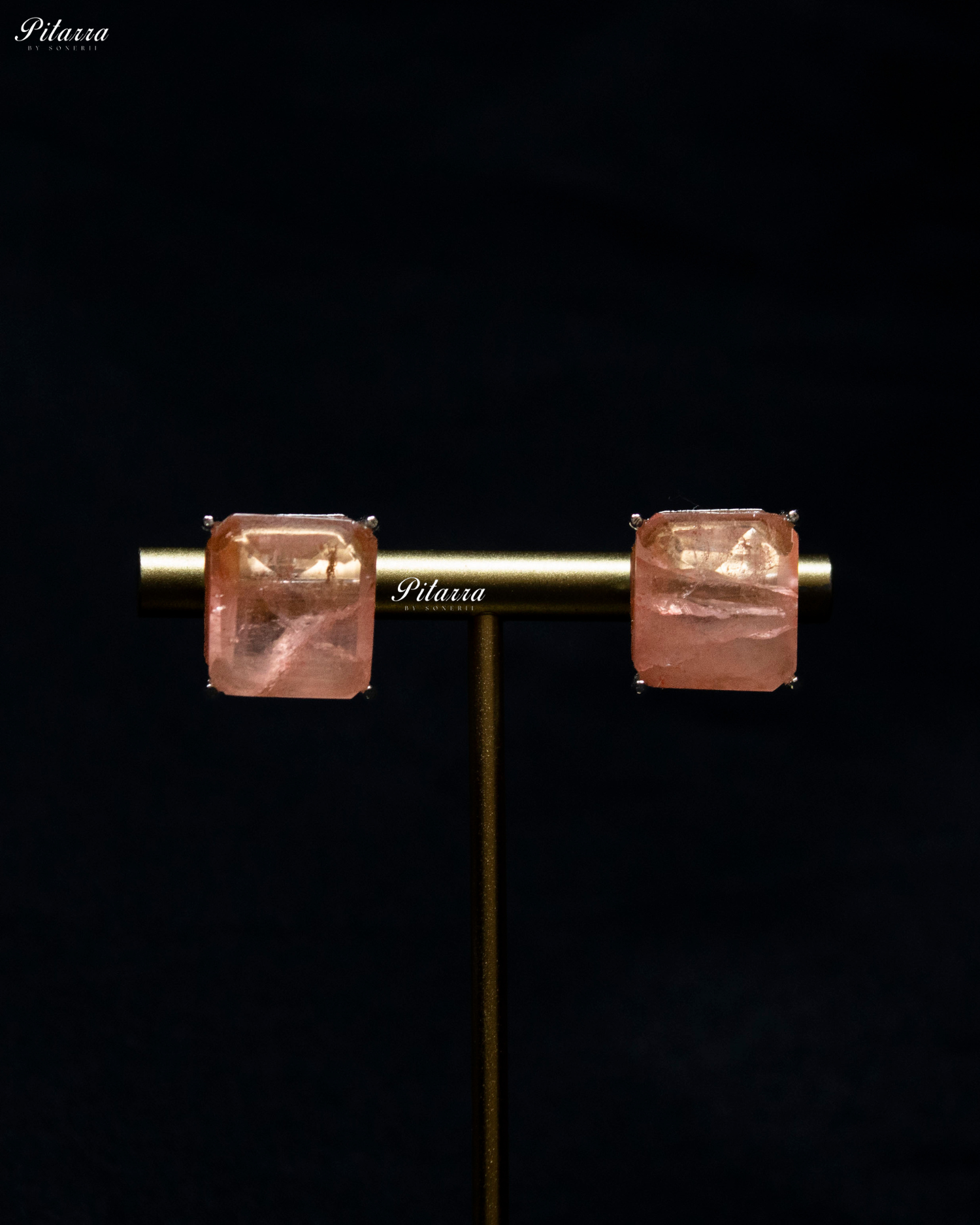 Peach Square Cubic Zirconia Necklace Set